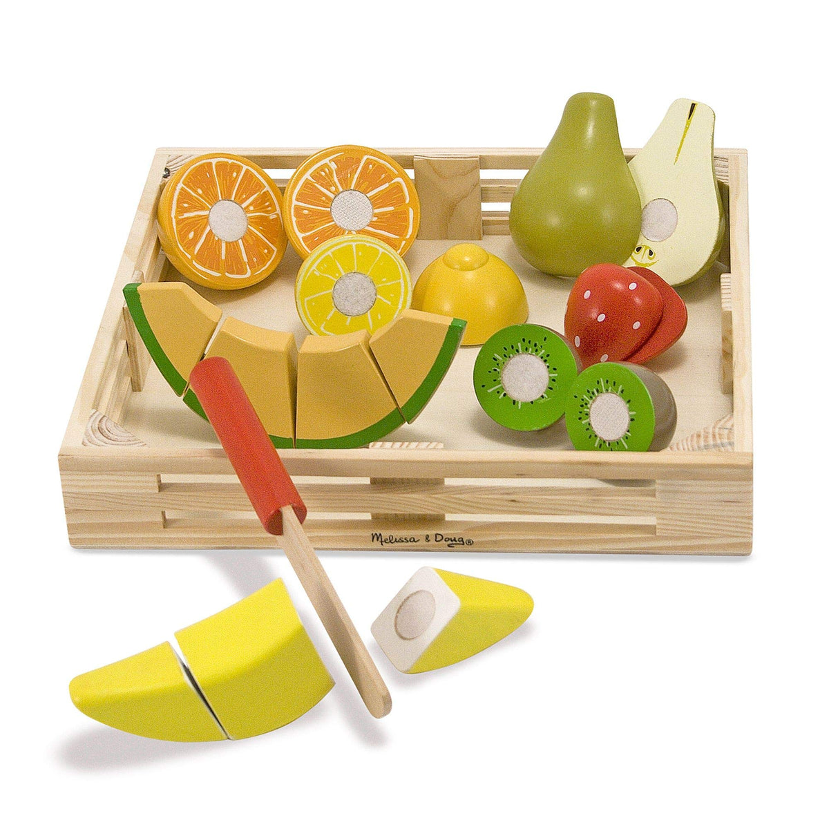 Melissa & Doug Wooden Cutting Fruit Set — Sliceable Fruit & Pretend Play Kitchen Accessories (Ages 3+)