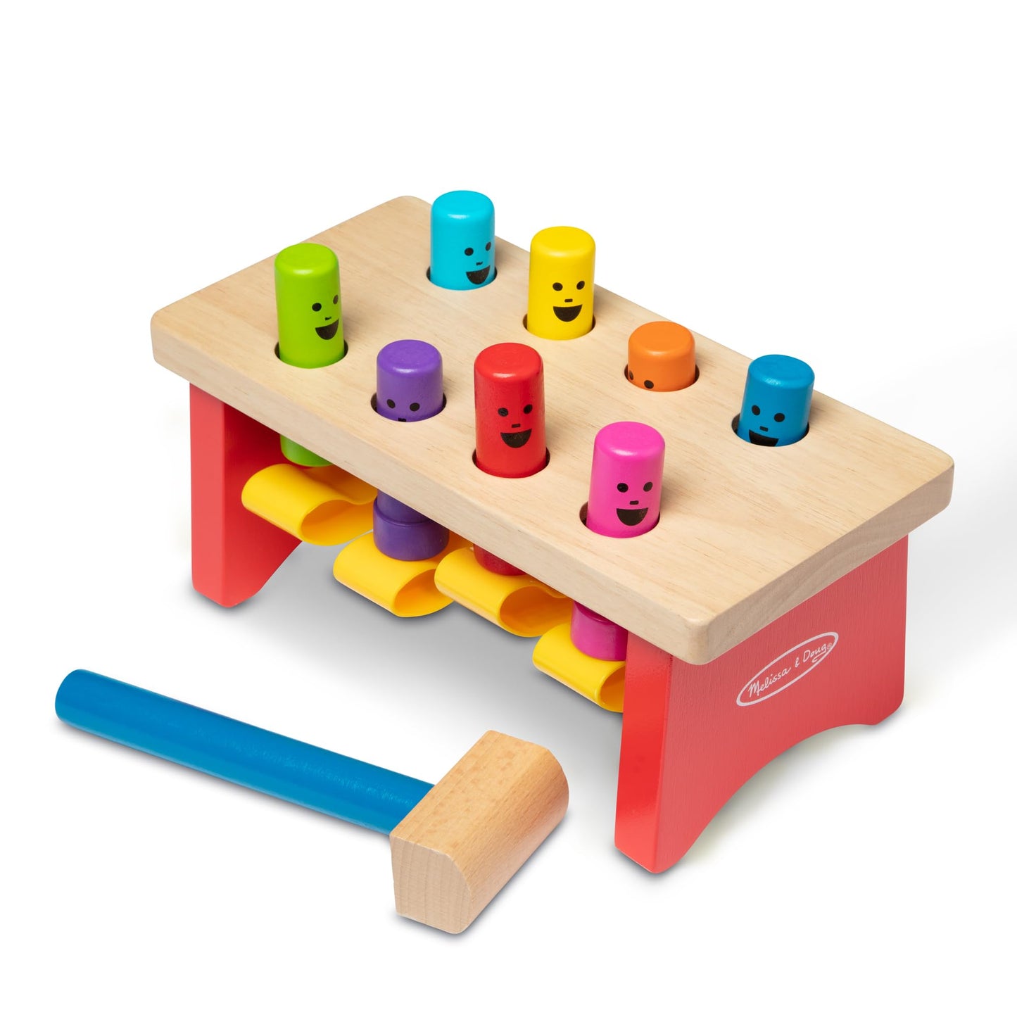 Melissa & Doug Deluxe Pounding Bench – Wooden Preschool Learning Toy with Mallet