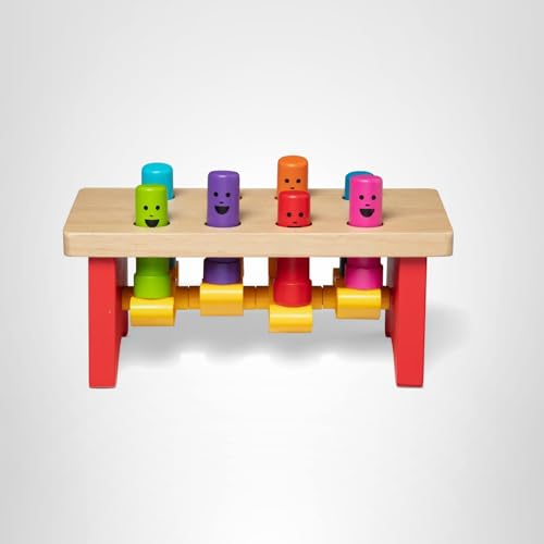 Melissa & Doug Deluxe Pounding Bench – Wooden Preschool Learning Toy with Mallet