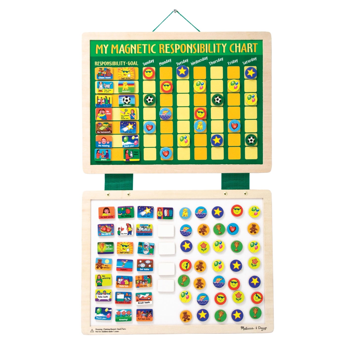 Melissa & Doug Deluxe Wooden Magnetic Responsibility Chart with 90 Magnets