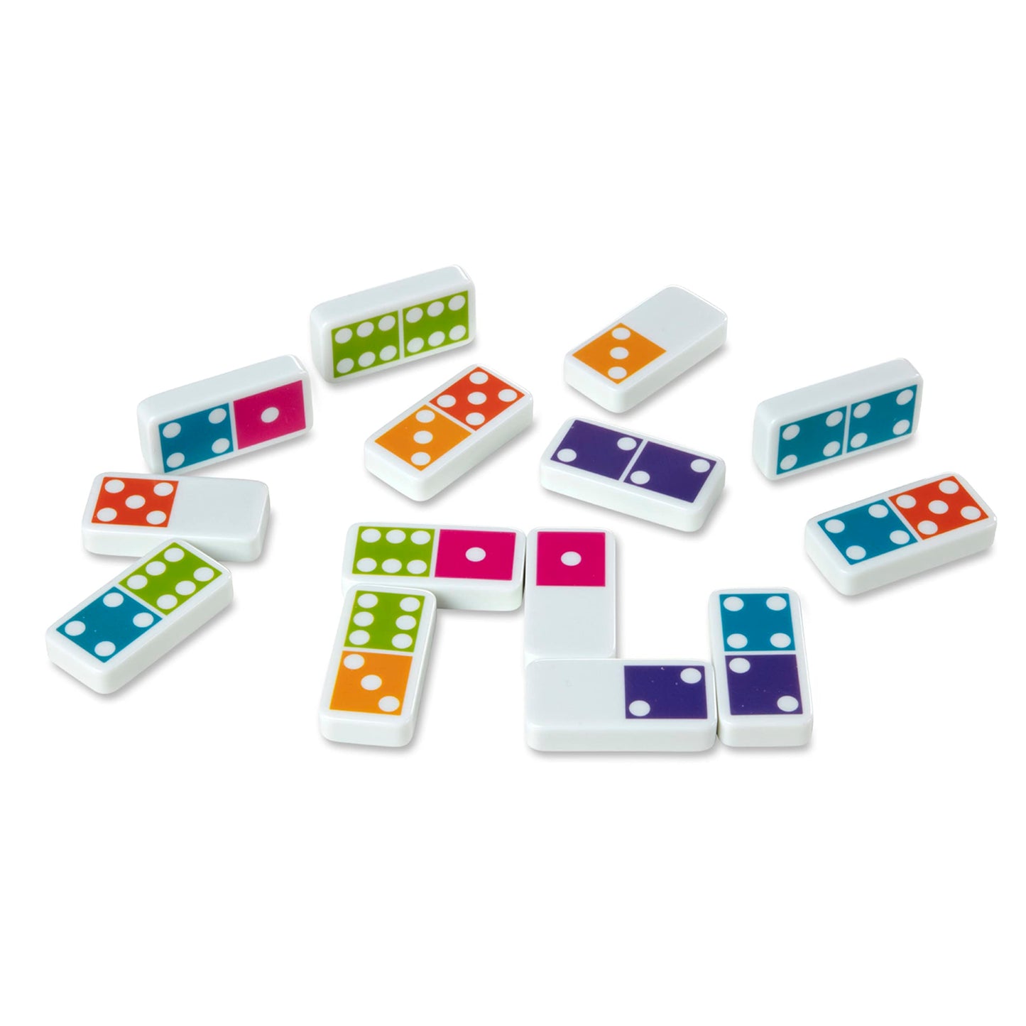 Melissa & Doug Dominoes Tabletop Game – 28 Colorful Tiles in Wooden Storage Box