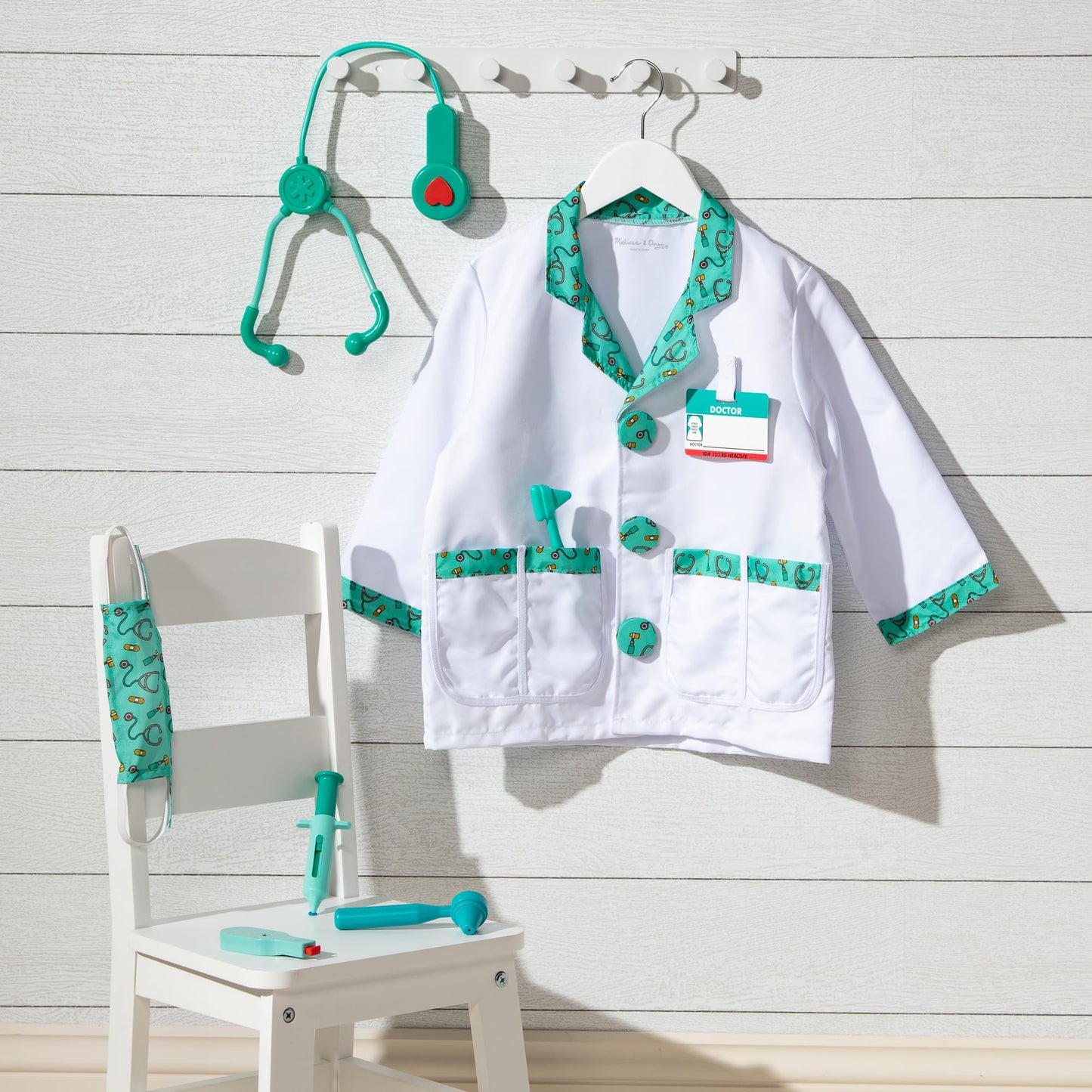 Melissa & Doug Doctor Costume Dress-Up Set (8-Piece) – Pretend Play Outfit for Kids 3–6