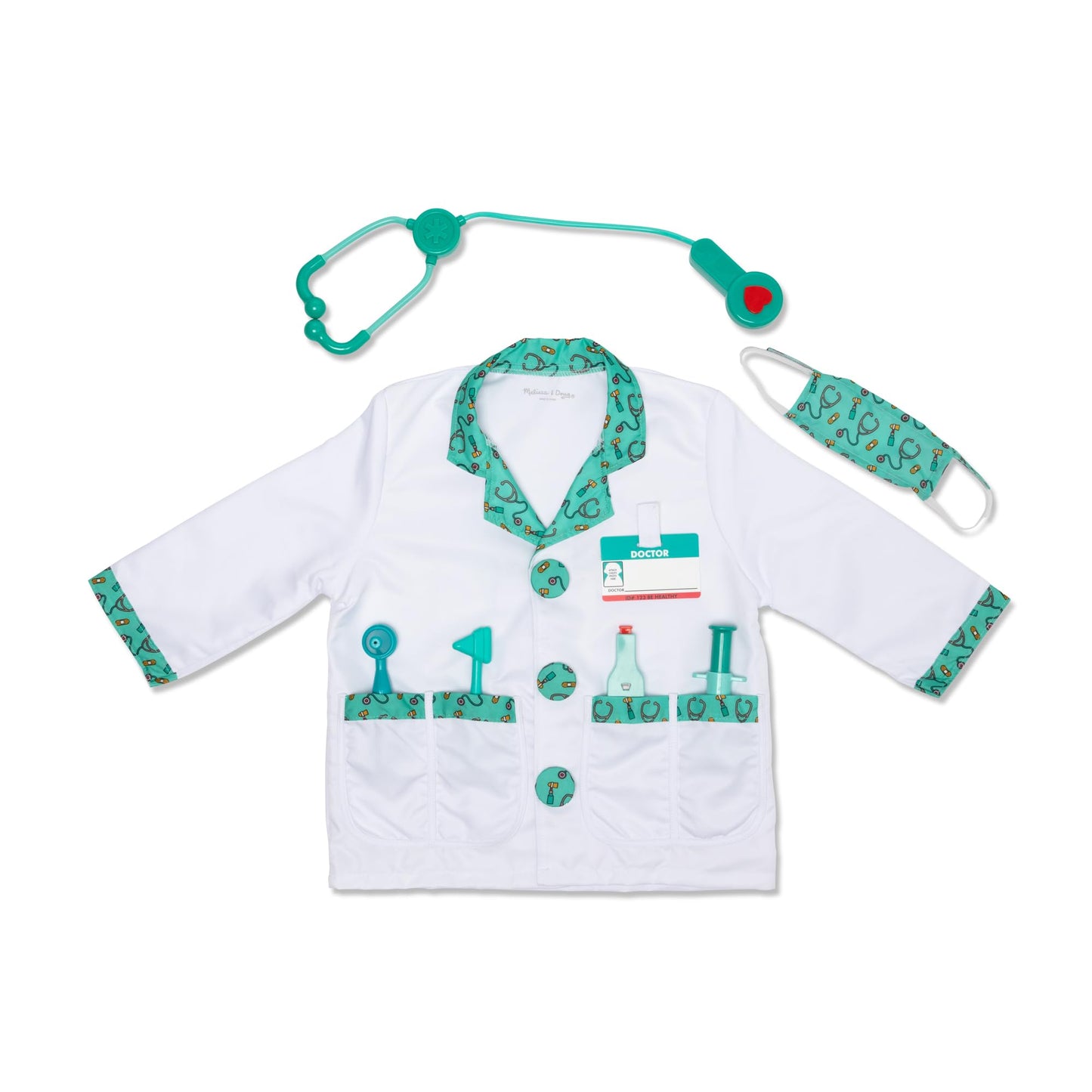 Melissa & Doug Doctor Costume Dress-Up Set (8-Piece) – Pretend Play Outfit for Kids 3–6