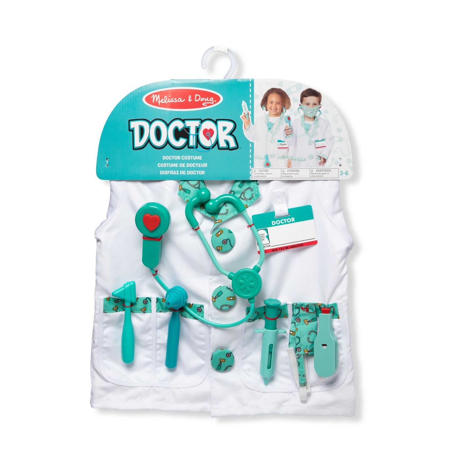 Melissa & Doug Doctor Costume Dress-Up Set (8-Piece) – Pretend Play Outfit for Kids 3–6