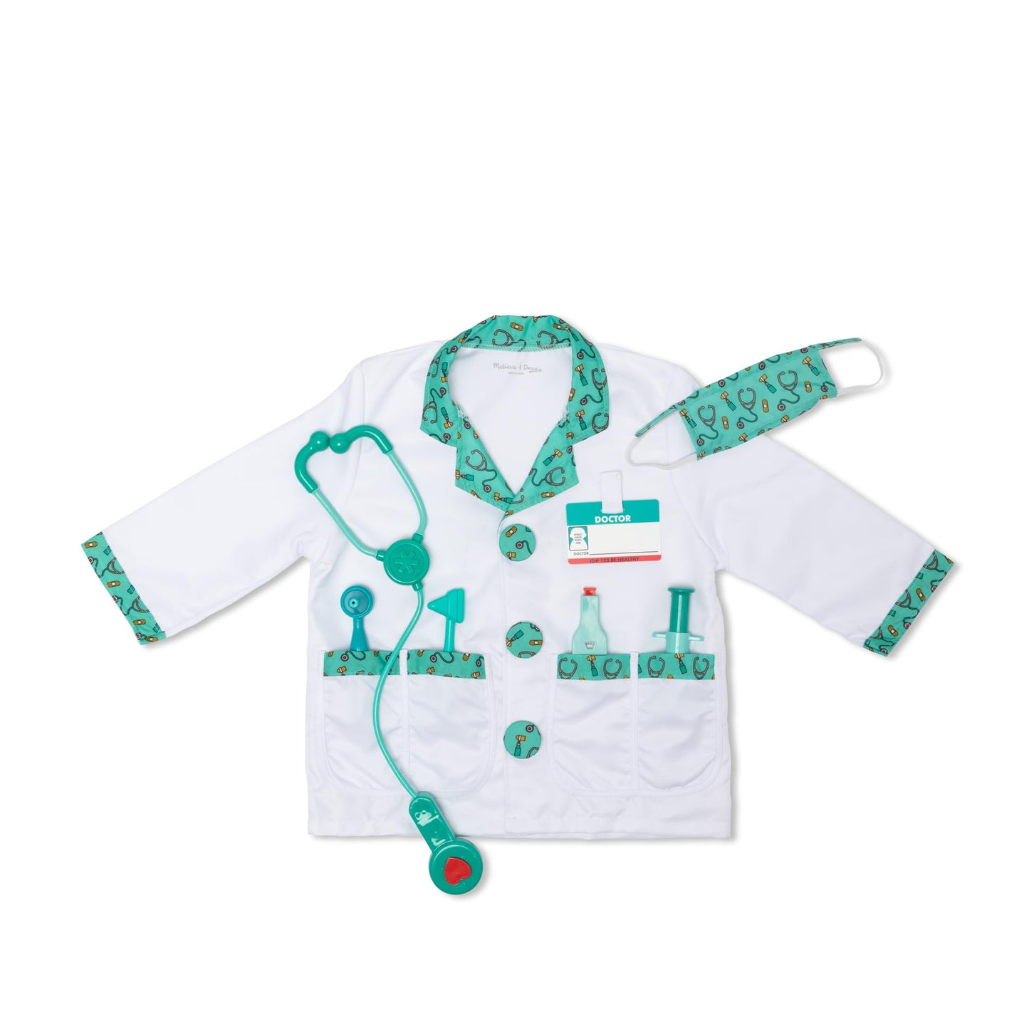Melissa & Doug Doctor Costume Dress-Up Set (8-Piece) – Pretend Play Outfit for Kids 3–6