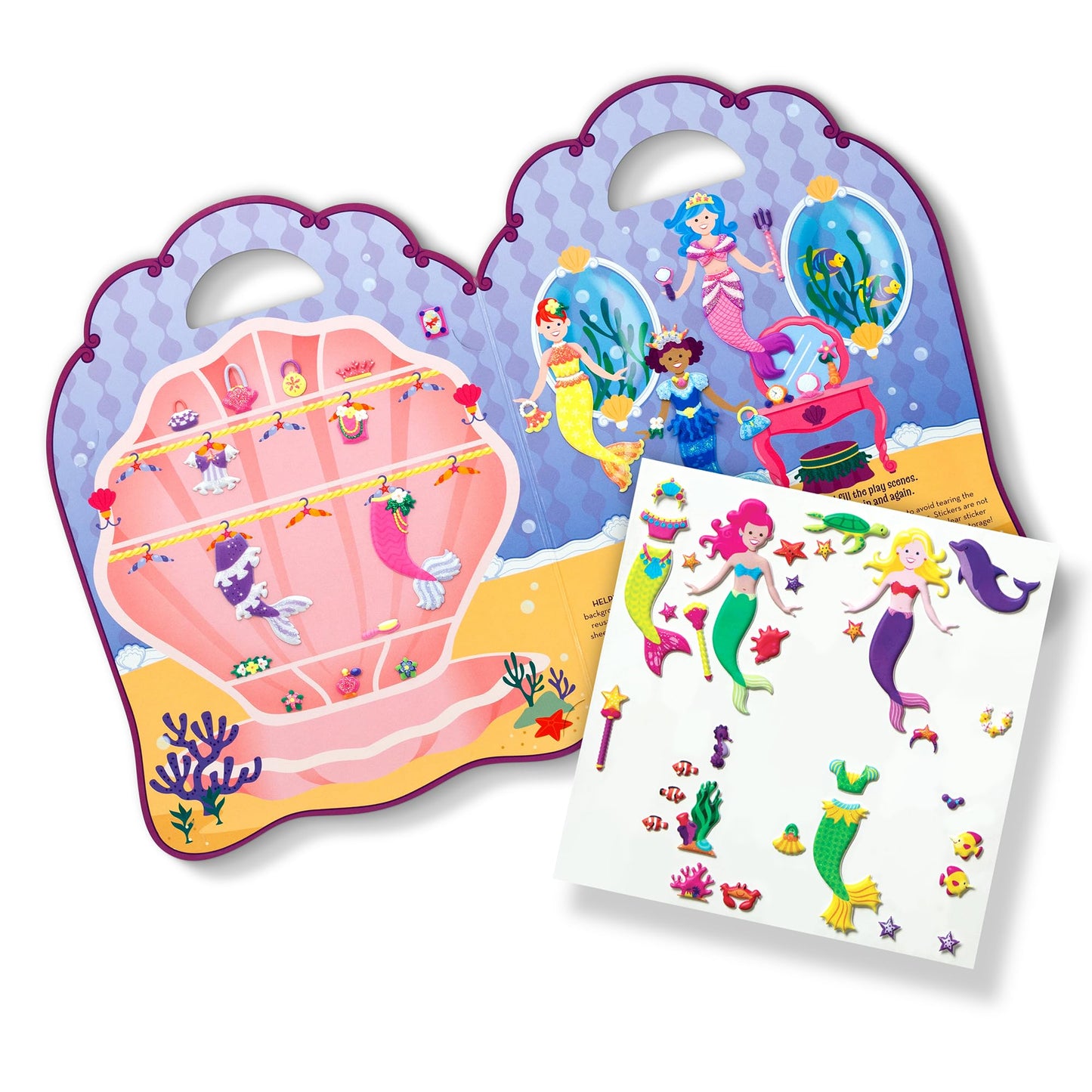 Melissa & Doug Puffy Sticker Play Set – Mermaids, 65 Reusable Stickers, Fold-Out Scenes