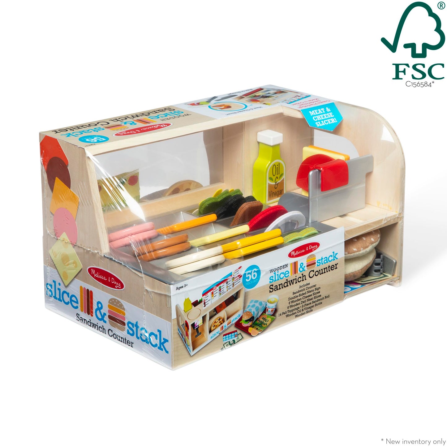 Melissa & Doug Slice-Stack-Serve Wooden Sandwich Counter | Pretend Play Kitchen