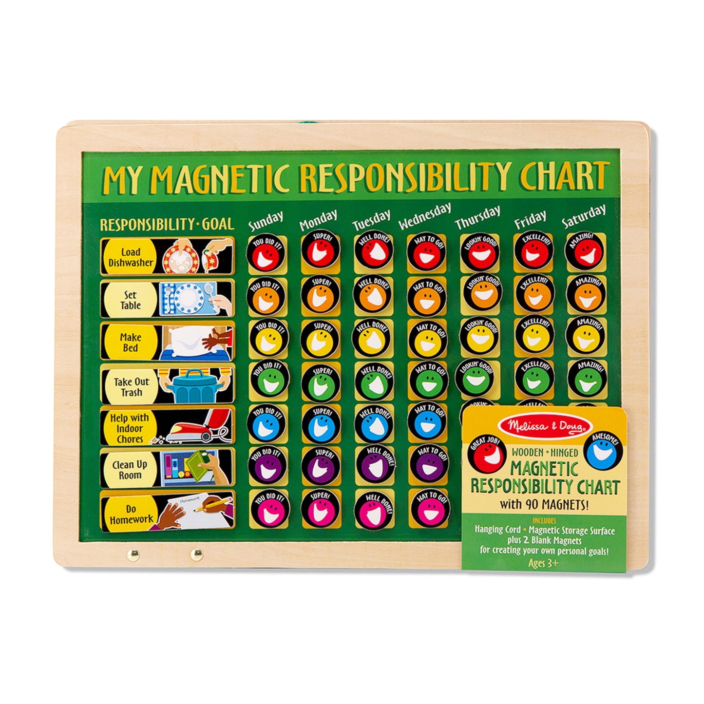 Melissa & Doug Deluxe Wooden Magnetic Responsibility Chart with 90 Magnets