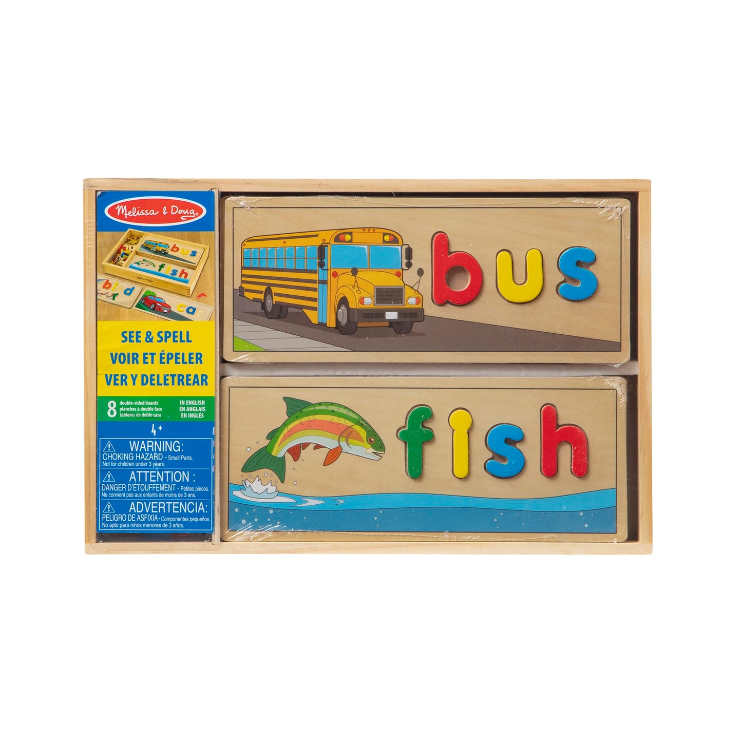 Melissa & Doug See & Spell: Wooden Spelling Boards with 64 Letters