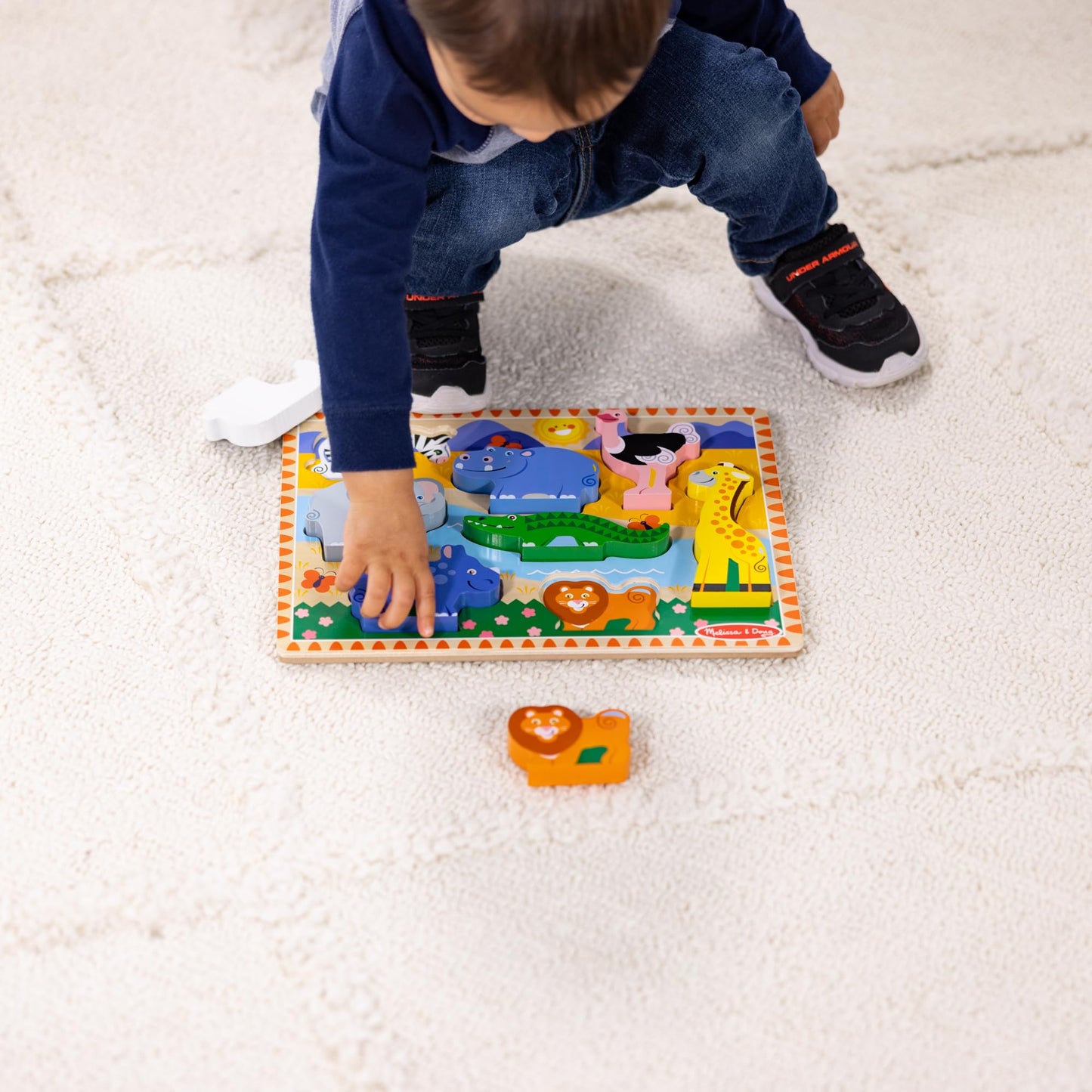 Melissa & Doug Safari Wooden Chunky Puzzle (8 pcs) – Screen-Free Educational Toy for Toddlers & Kids 2+