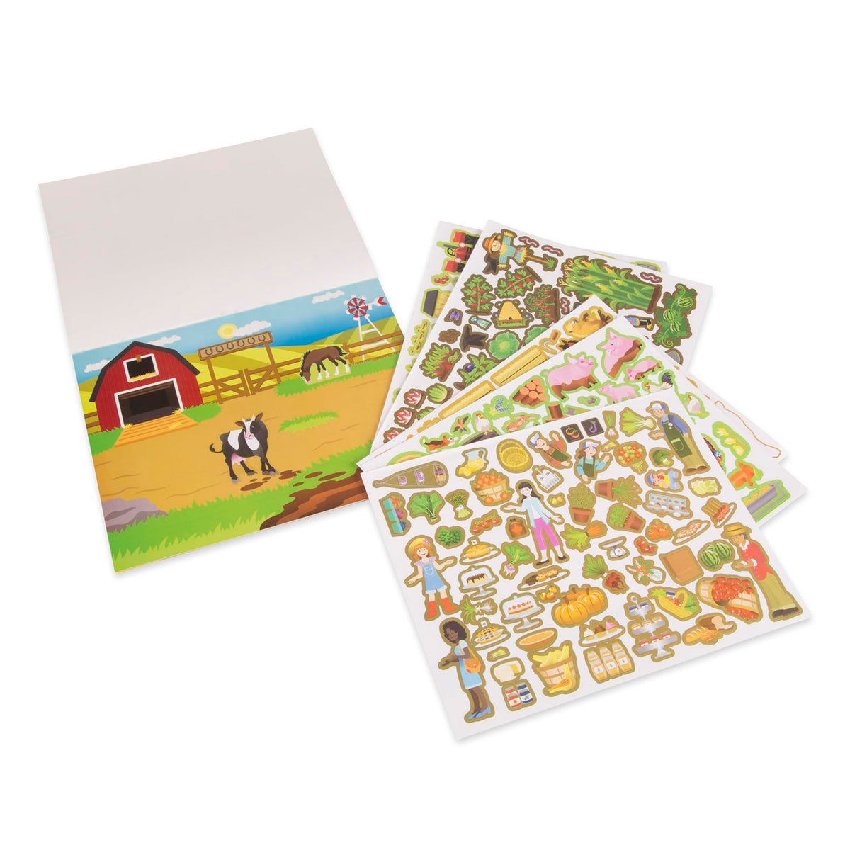 Melissa & Doug Reusable Sticker Pad: Farm – 280+ Stickers, 5 Scene Backgrounds for Creative Farm Play
