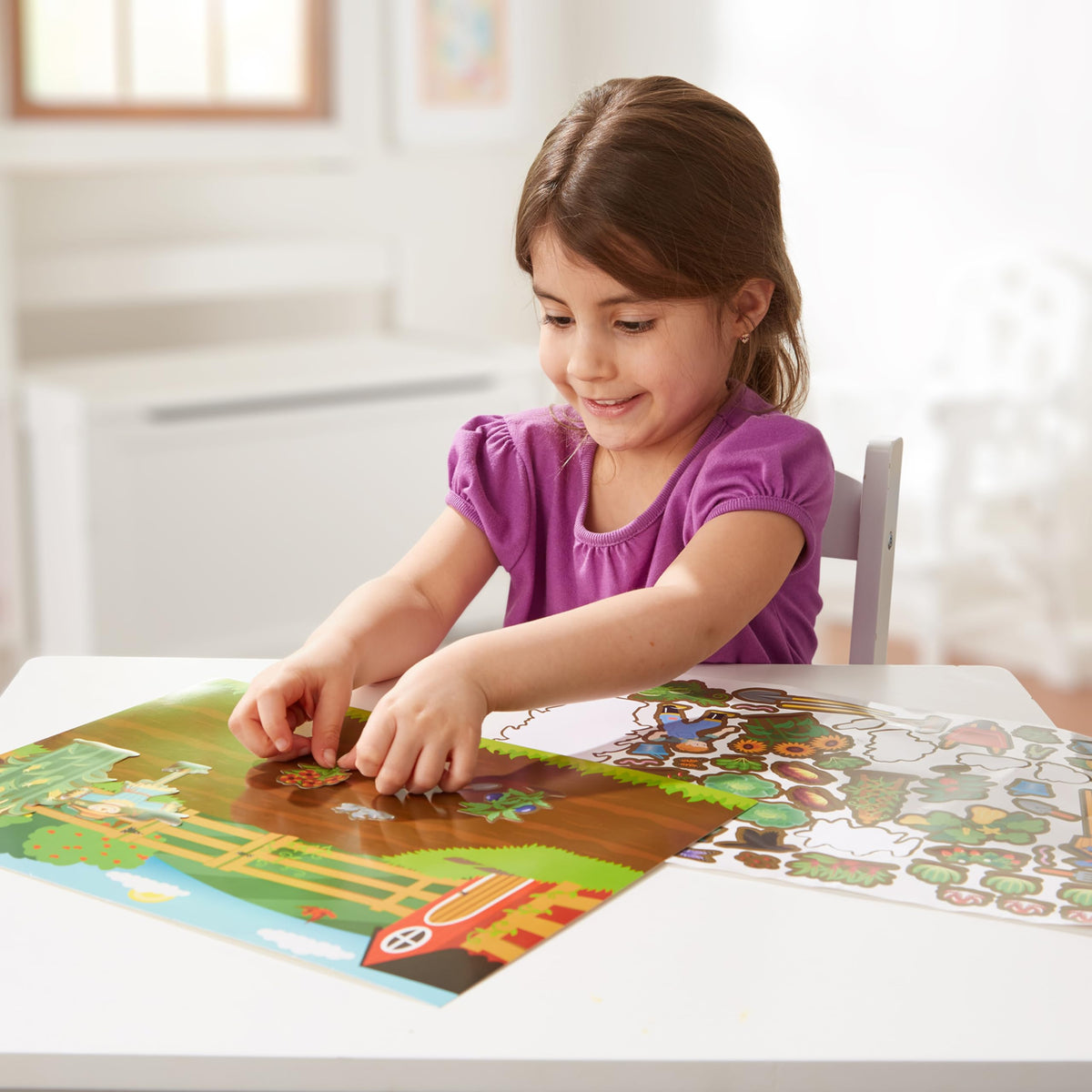 Melissa & Doug Reusable Sticker Pad: Farm – 280+ Stickers, 5 Scene Backgrounds for Creative Farm Play