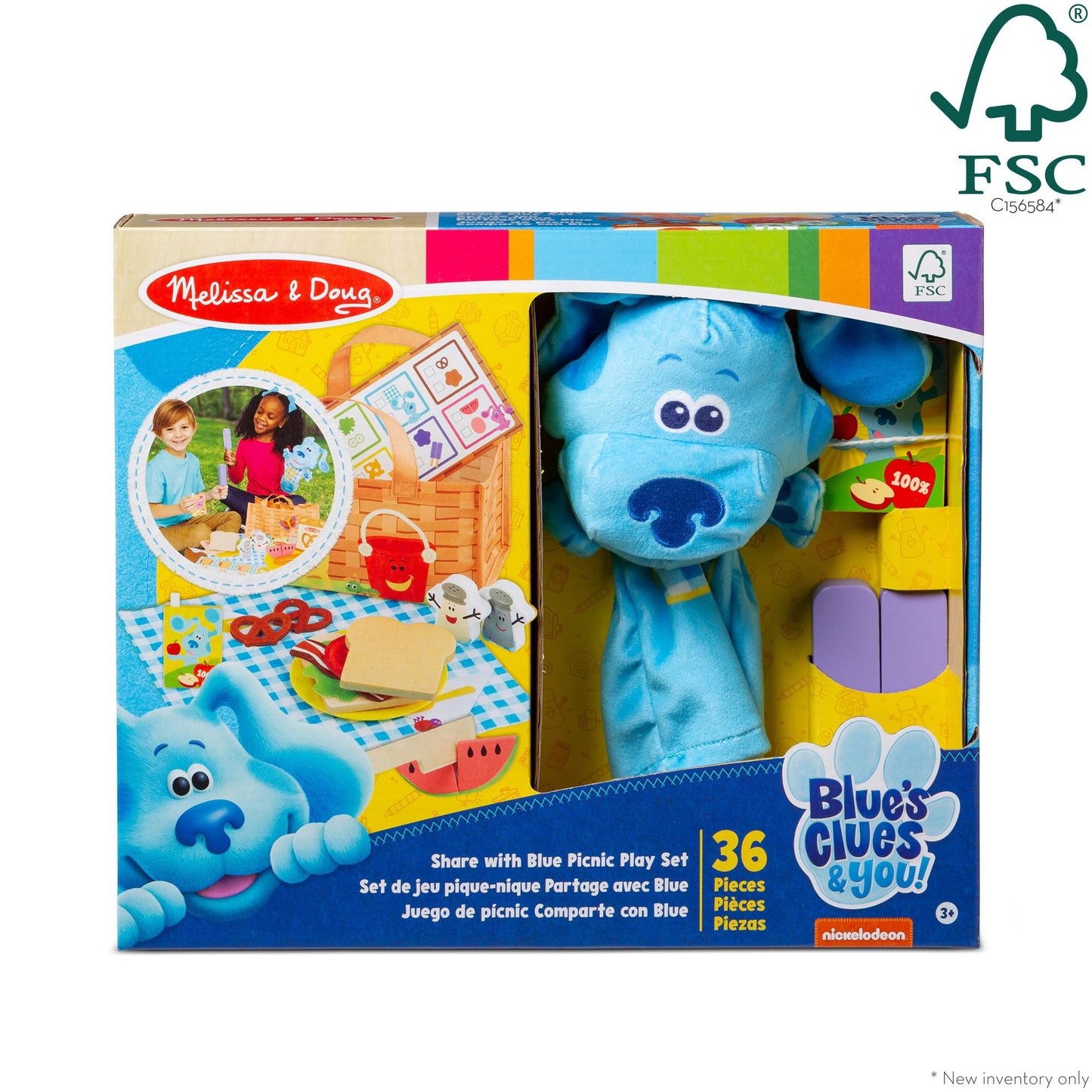 Melissa & Doug Blue’s Clues & You! Share with Blue Picnic Play Set with Hand Puppet — FSC Certified