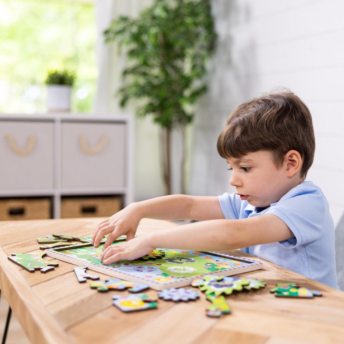 Melissa & Doug Wooden Animal Chase Gear Puzzle — 24-Piece Spinning Jigsaw for Ages 3+