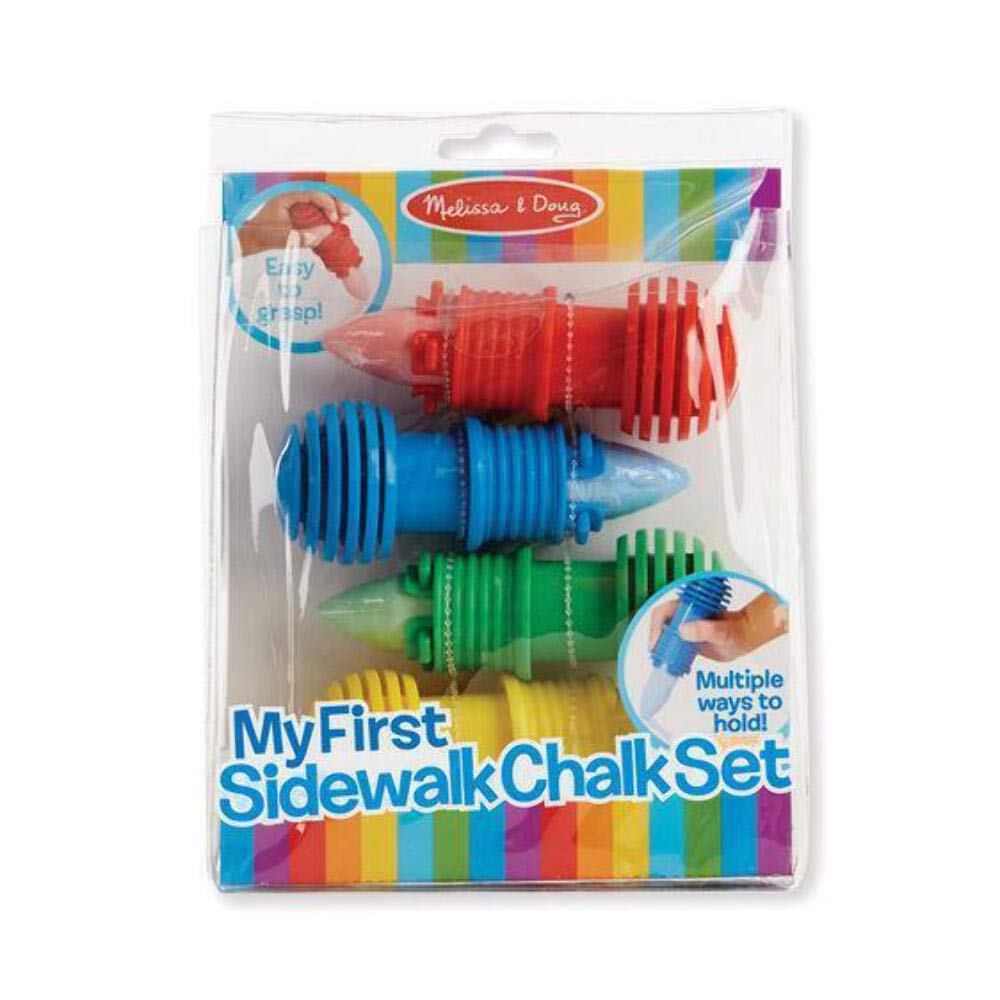 Melissa & Doug My First Sidewalk Chalk Set with Holders – 4 Chalk Sticks & 4 Adjustable Holders