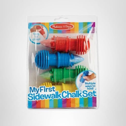 Melissa & Doug My First Sidewalk Chalk Set with Holders – 4 Chalk Sticks & 4 Adjustable Holders