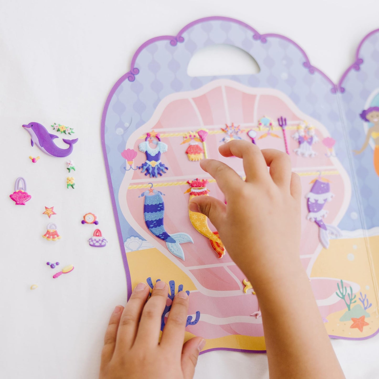 Melissa & Doug Puffy Sticker Play Set – Mermaids, 65 Reusable Stickers, Fold-Out Scenes
