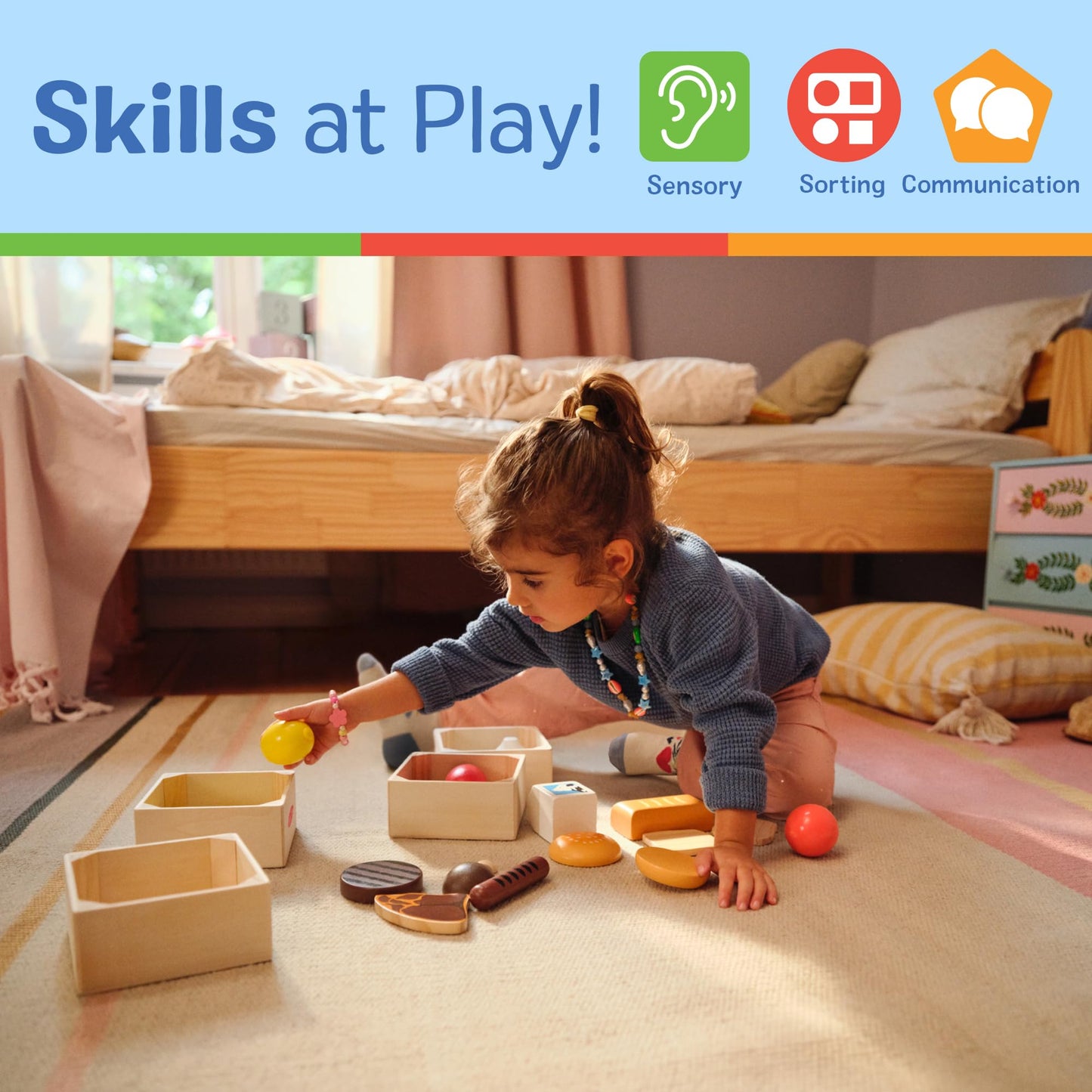 Melissa & Doug Food Groups — 21 Hand-Painted Wooden Pieces & 4 Crates