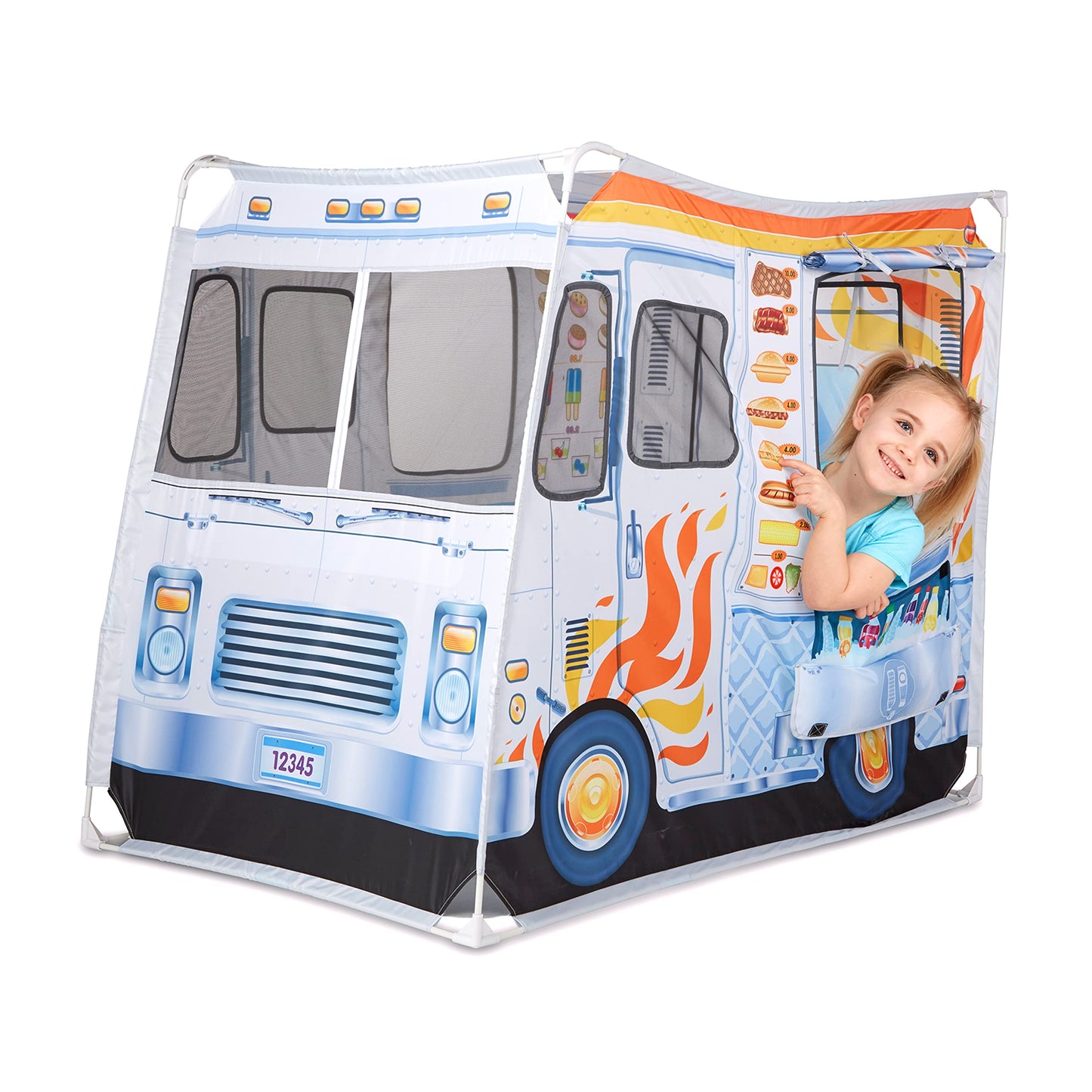 Melissa & Doug Fabric Double-Sided Food Truck Play Tent – Ice Cream & BBQ Role Play for Kids 3+