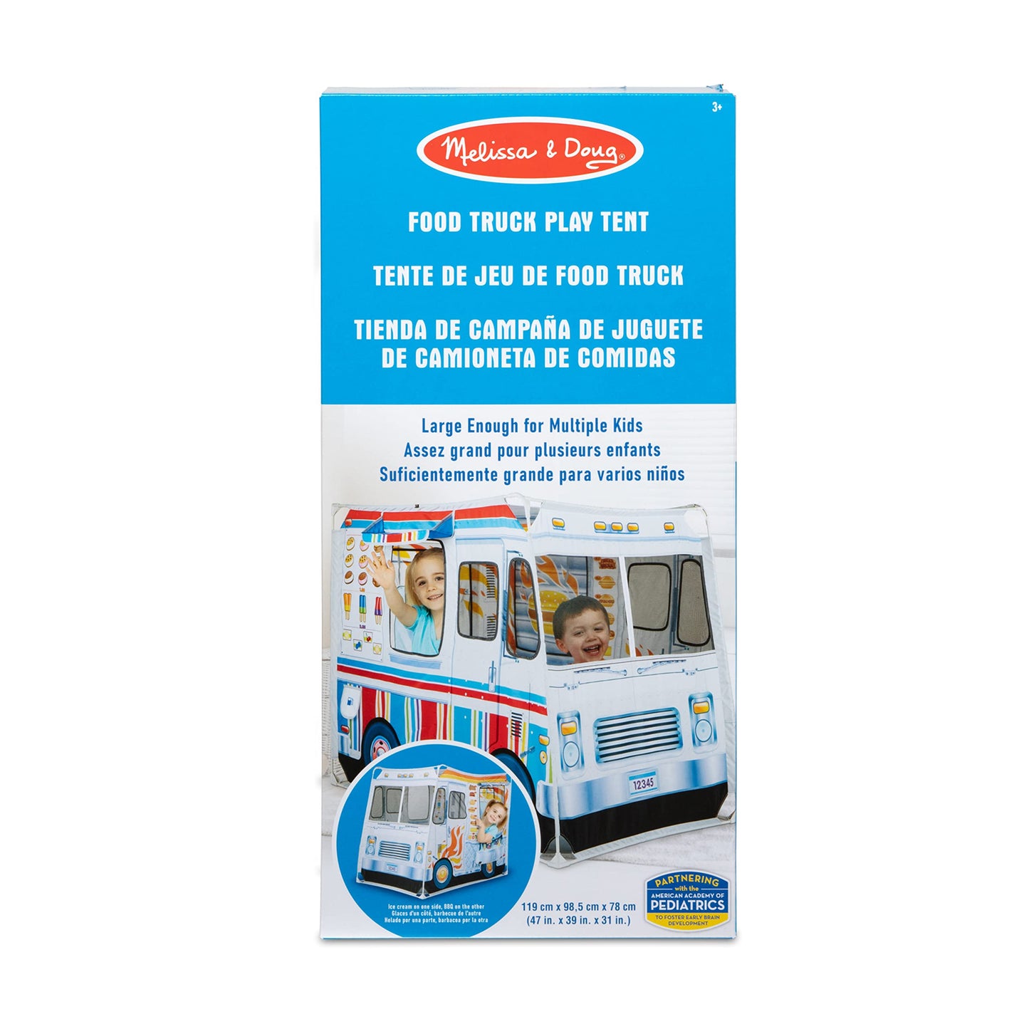Melissa & Doug Fabric Double-Sided Food Truck Play Tent – Ice Cream & BBQ Role Play for Kids 3+