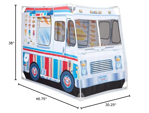 Melissa & Doug Fabric Double-Sided Food Truck Play Tent – Ice Cream & BBQ Role Play for Kids 3+