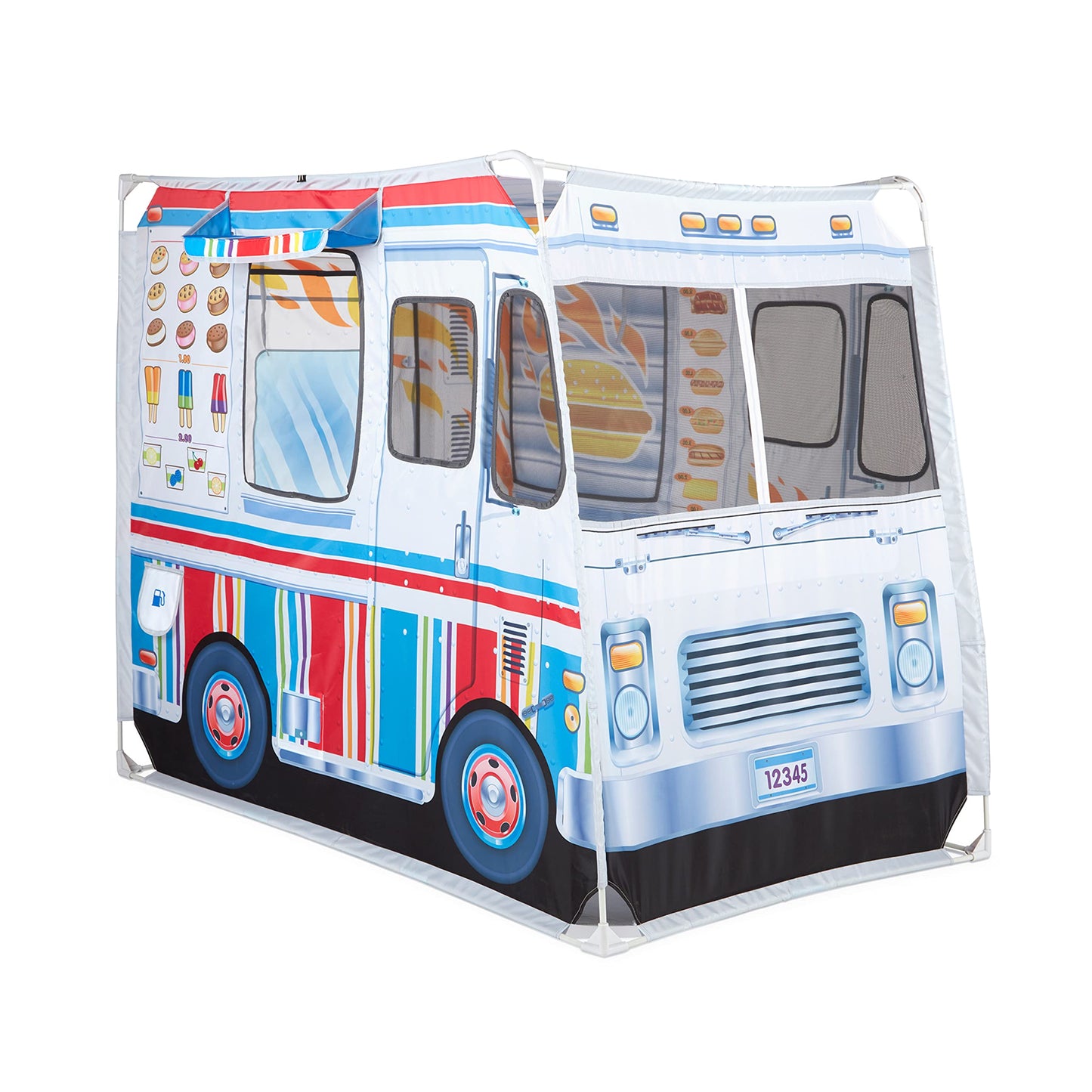 Melissa & Doug Fabric Double-Sided Food Truck Play Tent – Ice Cream & BBQ Role Play for Kids 3+