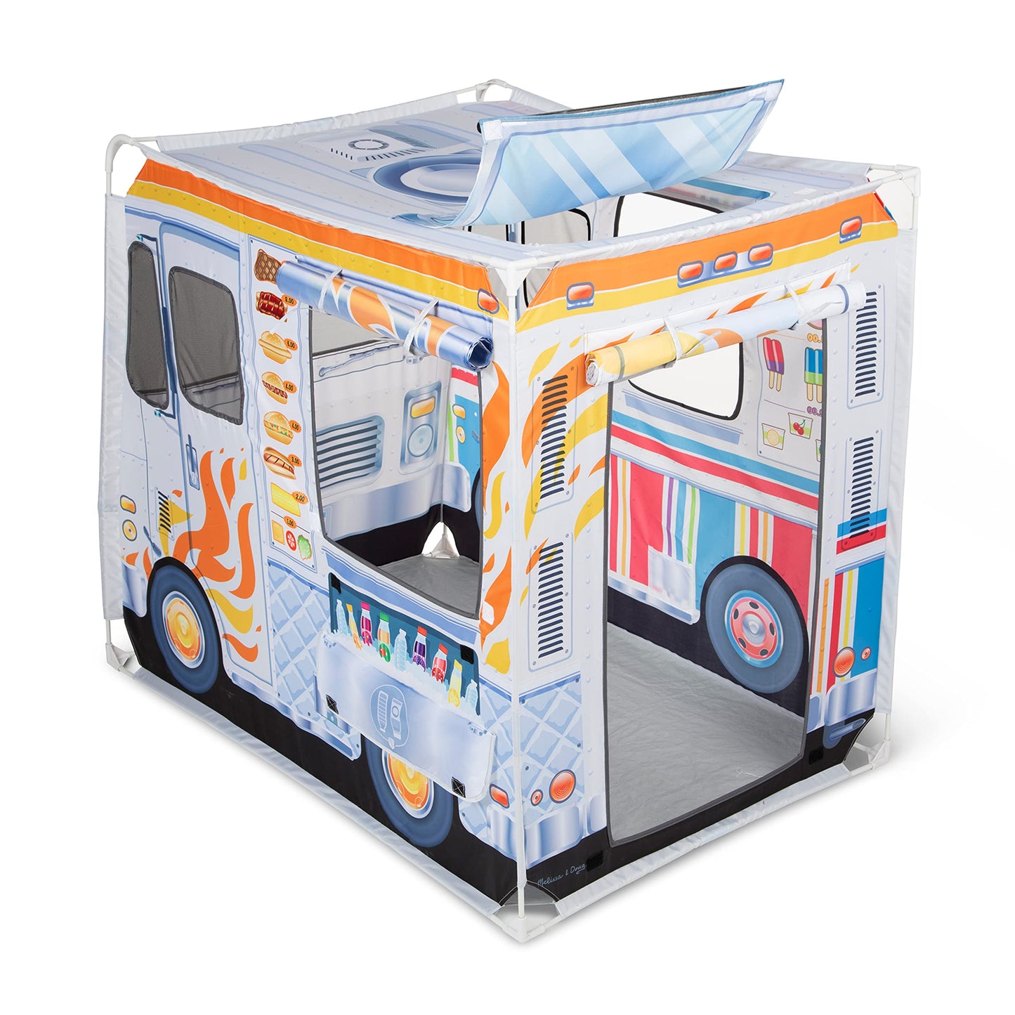 Melissa & Doug Fabric Double-Sided Food Truck Play Tent – Ice Cream & BBQ Role Play for Kids 3+