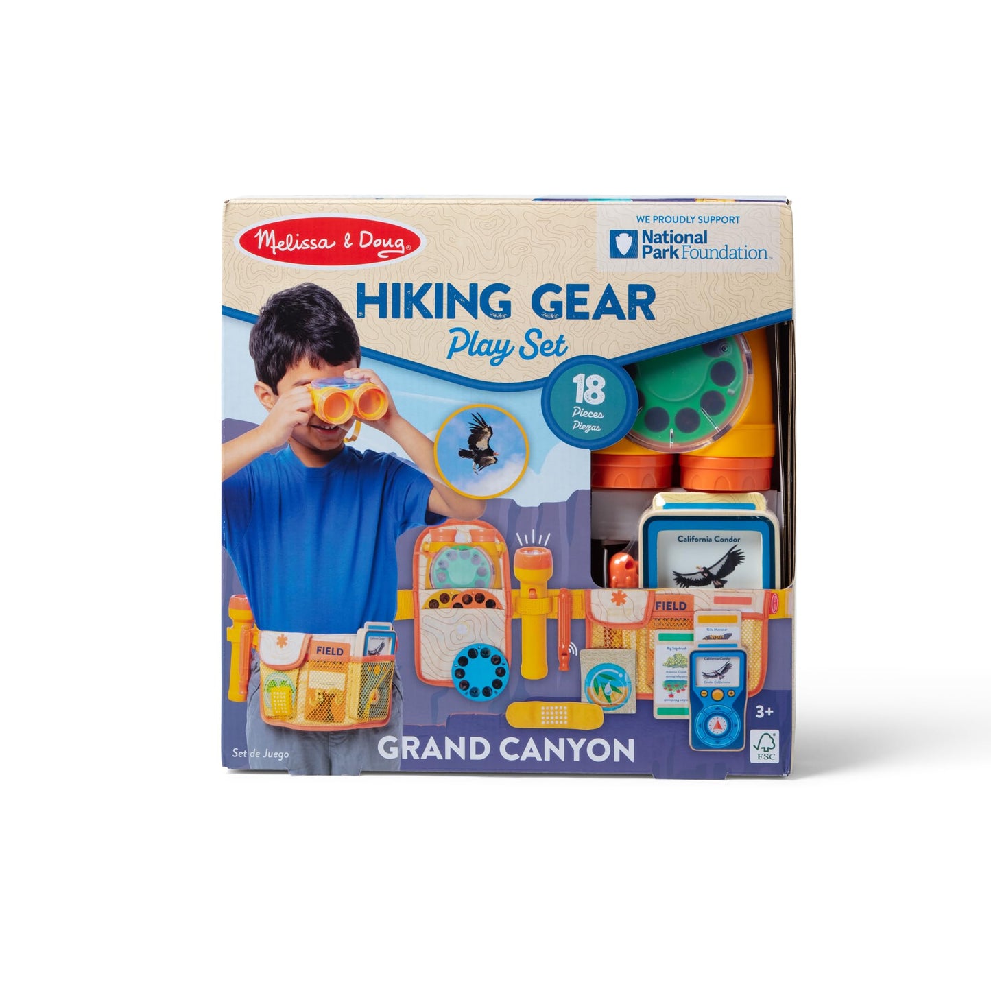 Melissa & Doug Grand Canyon National Park Hiking Gear Play Set – Pretend Hiking Belt, Binoculars & Photo Disk Viewer for Kids 3+