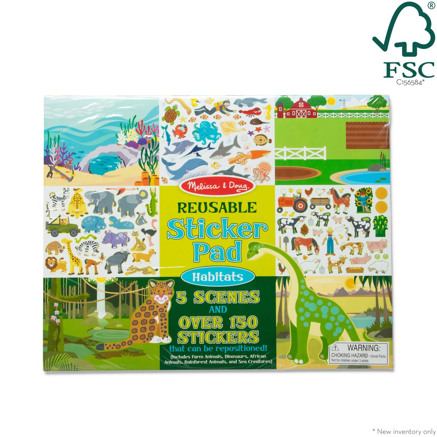 Melissa & Doug Reusable Sticker Pad: Habitats – 150+ Reusable Stickers – FSC Certified