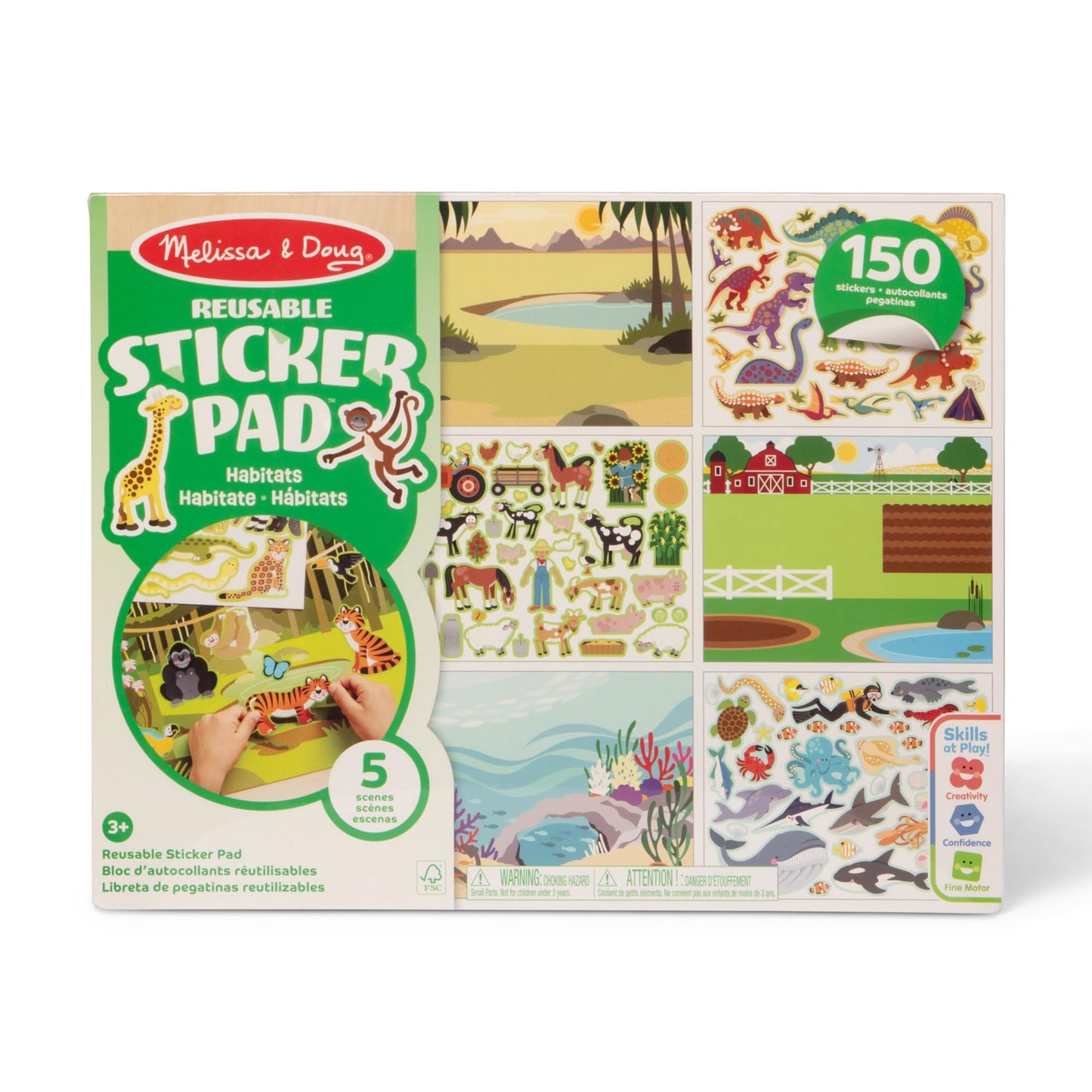 Melissa & Doug Reusable Sticker Pad: Habitats – 150+ Reusable Stickers – FSC Certified