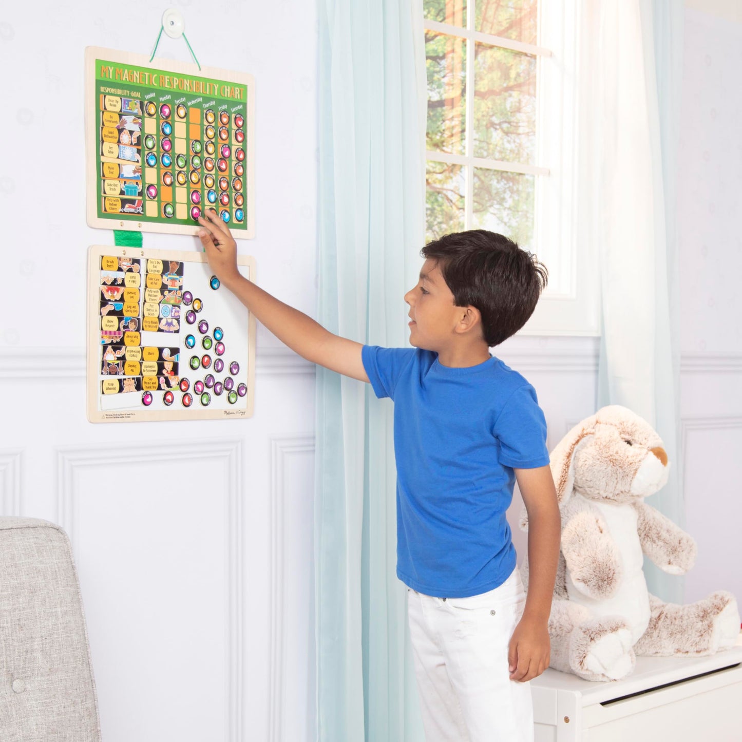 Melissa & Doug Deluxe Wooden Magnetic Responsibility Chart with 90 Magnets