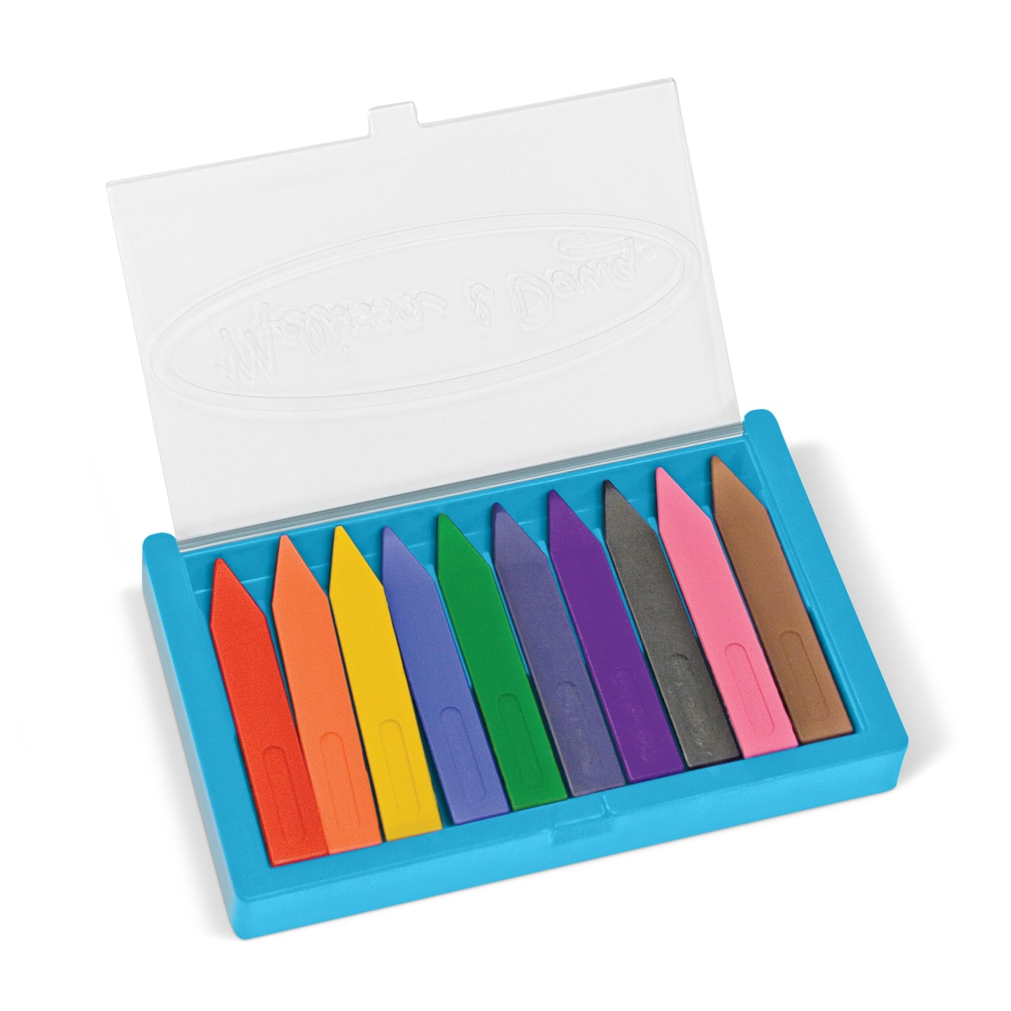 Melissa & Doug Jumbo Triangular Crayons – 10-Pack, Non-Roll, Flip-Top Case | Durable Easy-Grip Coloring Set