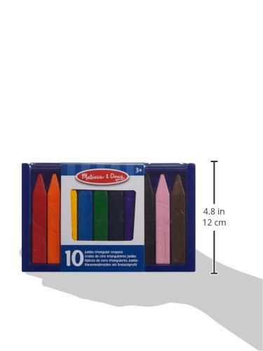 Melissa & Doug Jumbo Triangular Crayons – 10-Pack, Non-Roll, Flip-Top Case | Durable Easy-Grip Coloring Set