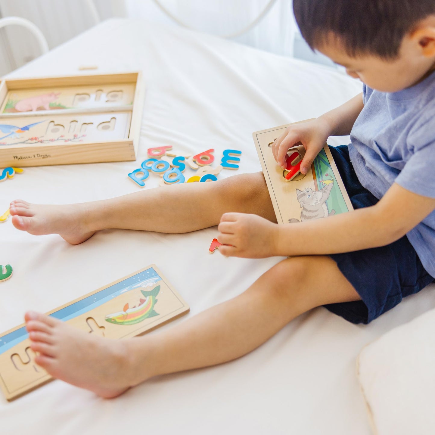Melissa & Doug See & Spell: Wooden Spelling Boards with 64 Letters