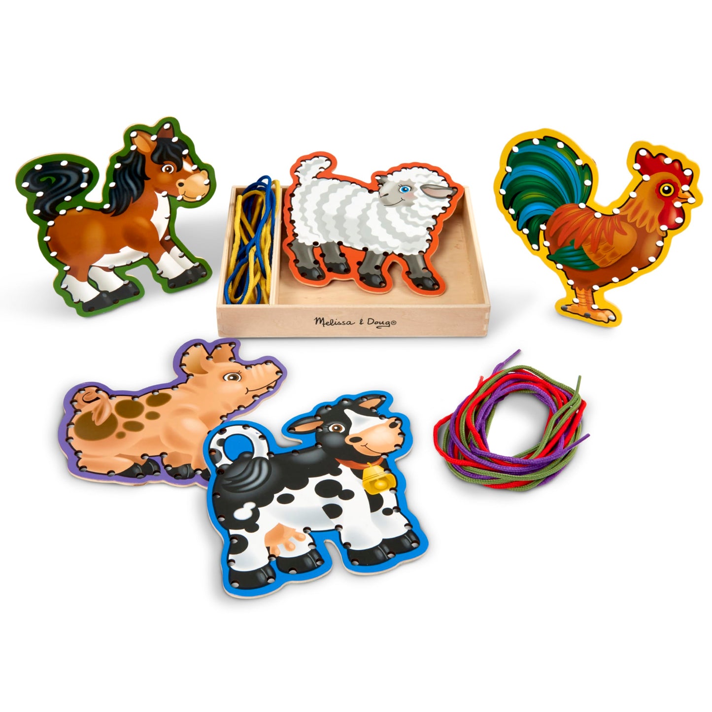 Melissa & Doug Lace & Trace Farm – 5 Wooden Panels & 5 Laces