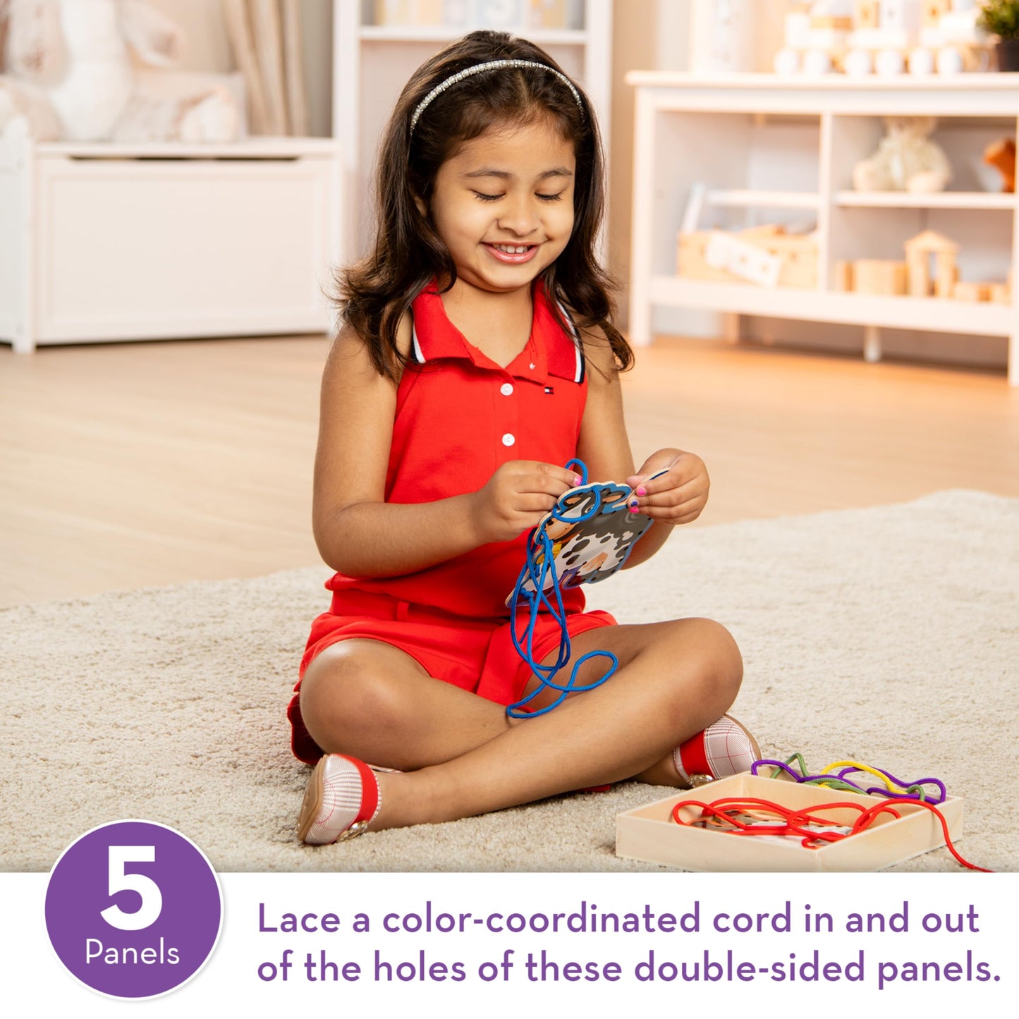 Melissa & Doug Lace & Trace Farm – 5 Wooden Panels & 5 Laces