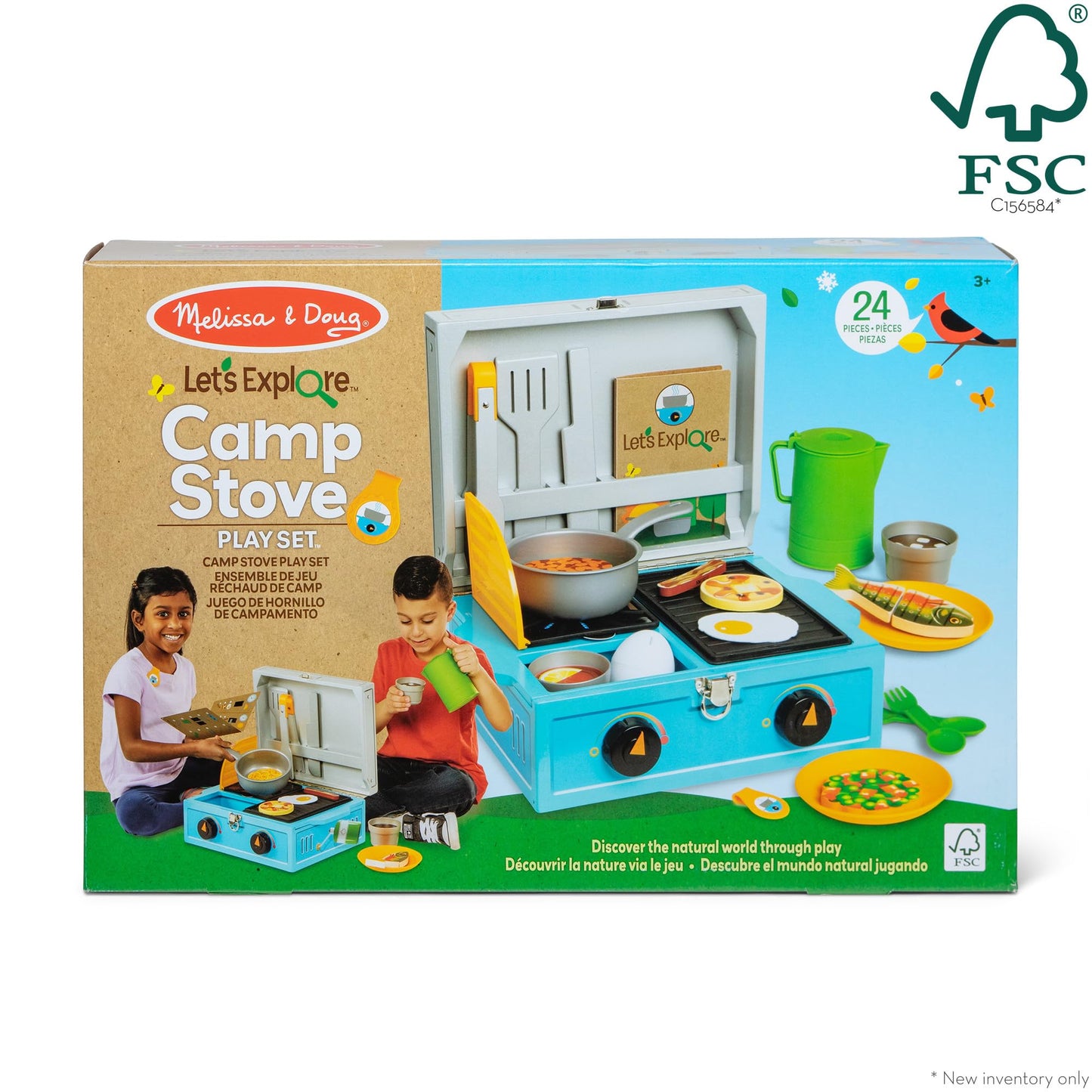 Melissa & Doug Let’s Explore Camp Stove Play Set – 24 Pieces | FSC Certified