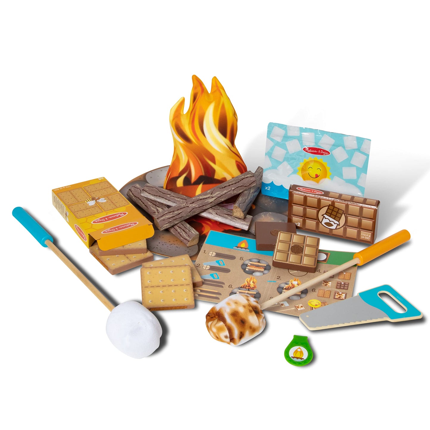 Melissa & Doug Let's Explore Campfire S’mores Set – 23-Piece Pretend Play Kit for Kids 3+
