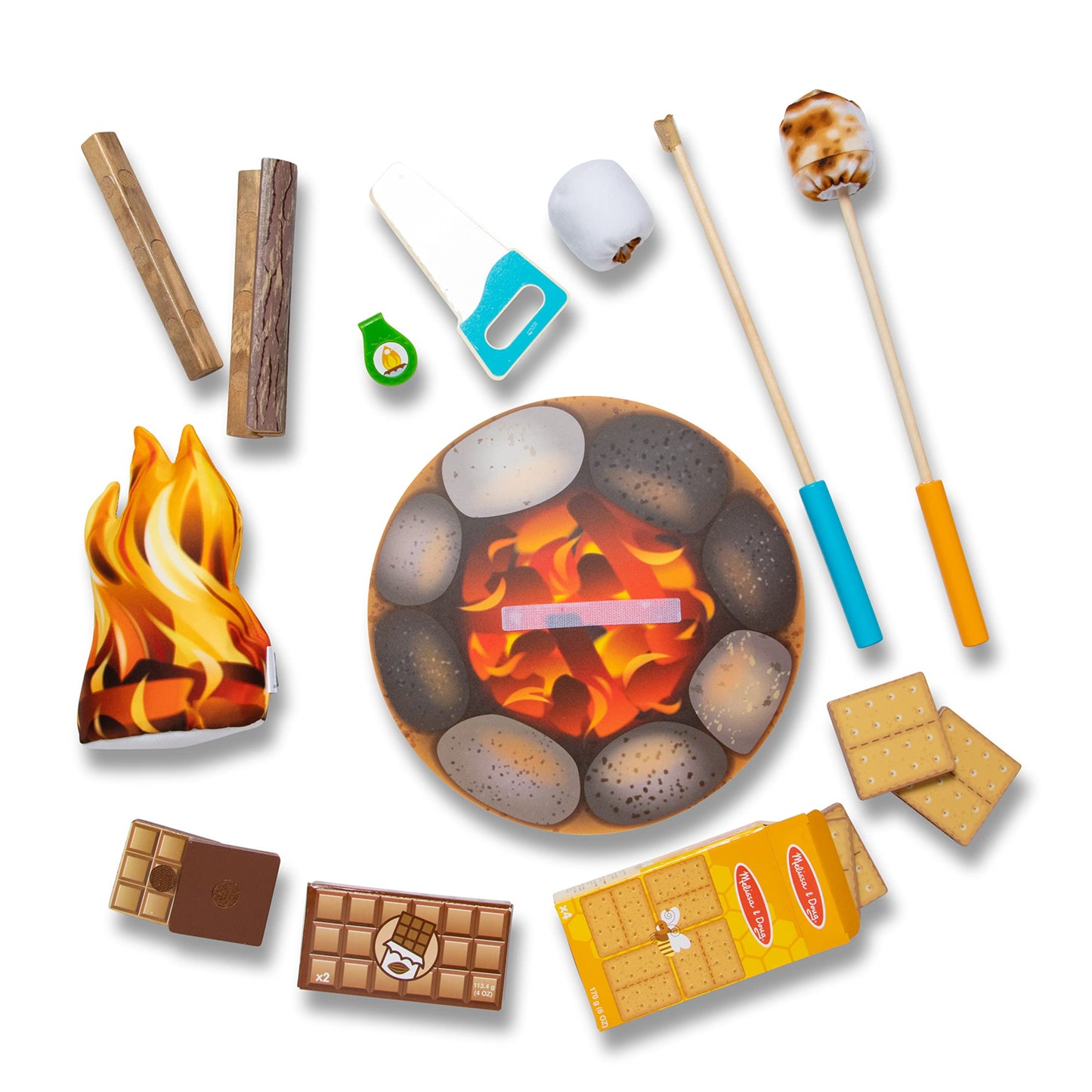 Melissa & Doug Let's Explore Campfire S’mores Set – 23-Piece Pretend Play Kit for Kids 3+