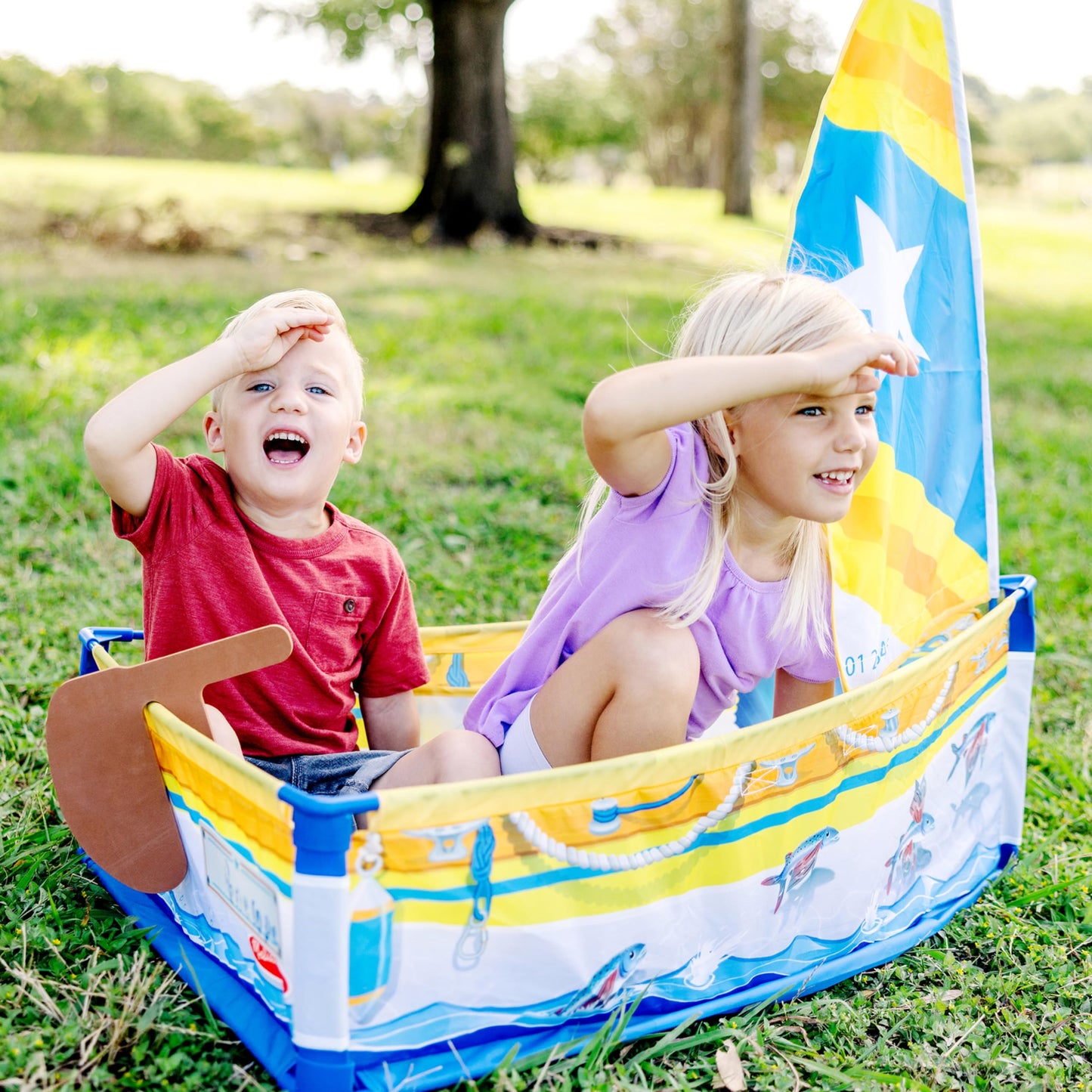 Melissa & Doug Let's Explore Sailboat Play Set | Pretend Boat Toy for 3–6 Year Olds