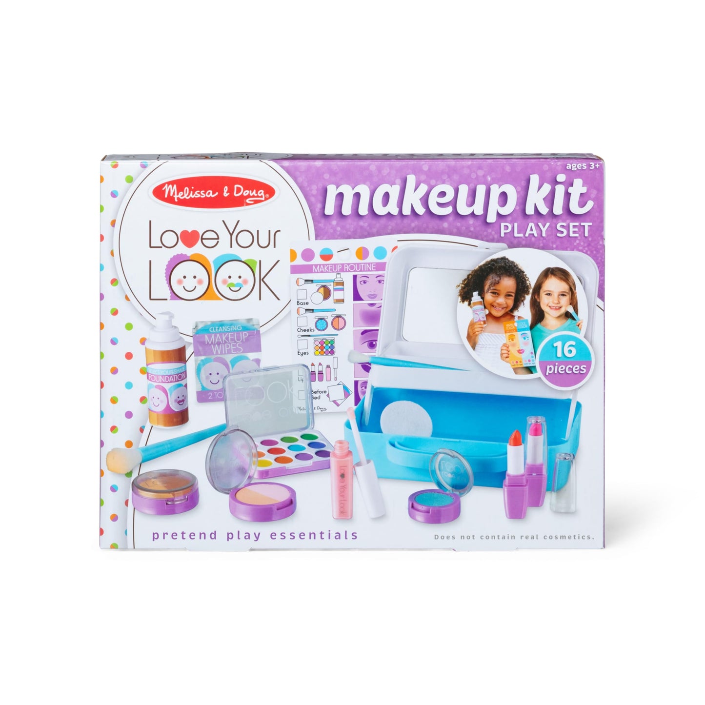 Melissa & Doug Love Your Look Pretend Makeup Kit (16 pcs) – Mess-Free Kids Vanity Set for Imaginative Play