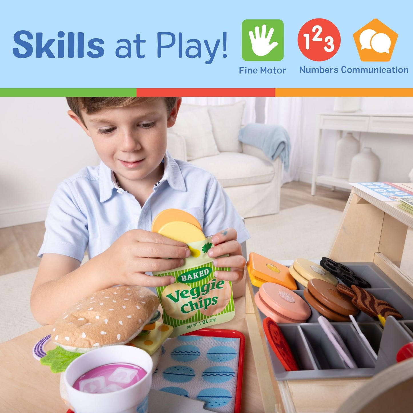 Melissa & Doug Slice-Stack-Serve Wooden Sandwich Counter | Pretend Play Kitchen