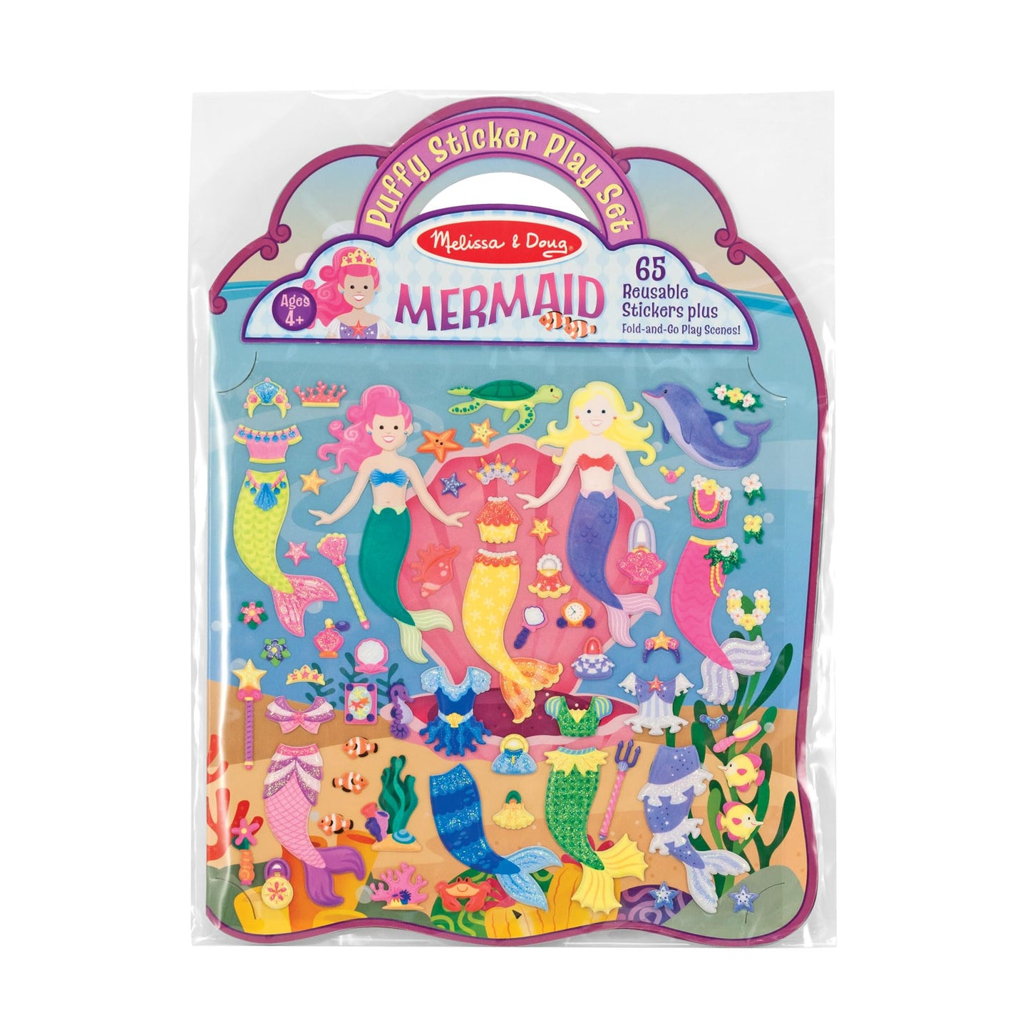 Melissa & Doug Puffy Sticker Play Set – Mermaids, 65 Reusable Stickers, Fold-Out Scenes