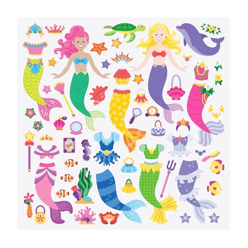 Melissa & Doug Puffy Sticker Play Set – Mermaids, 65 Reusable Stickers, Fold-Out Scenes