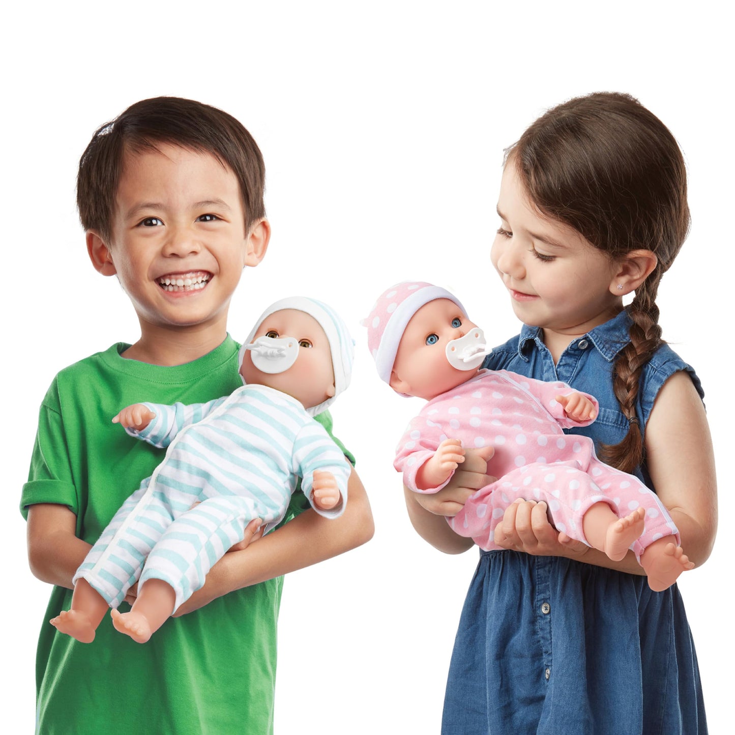 Melissa & Doug Mine to Love Twins Luke & Lucy – 15” Light Skin Twin Baby Dolls