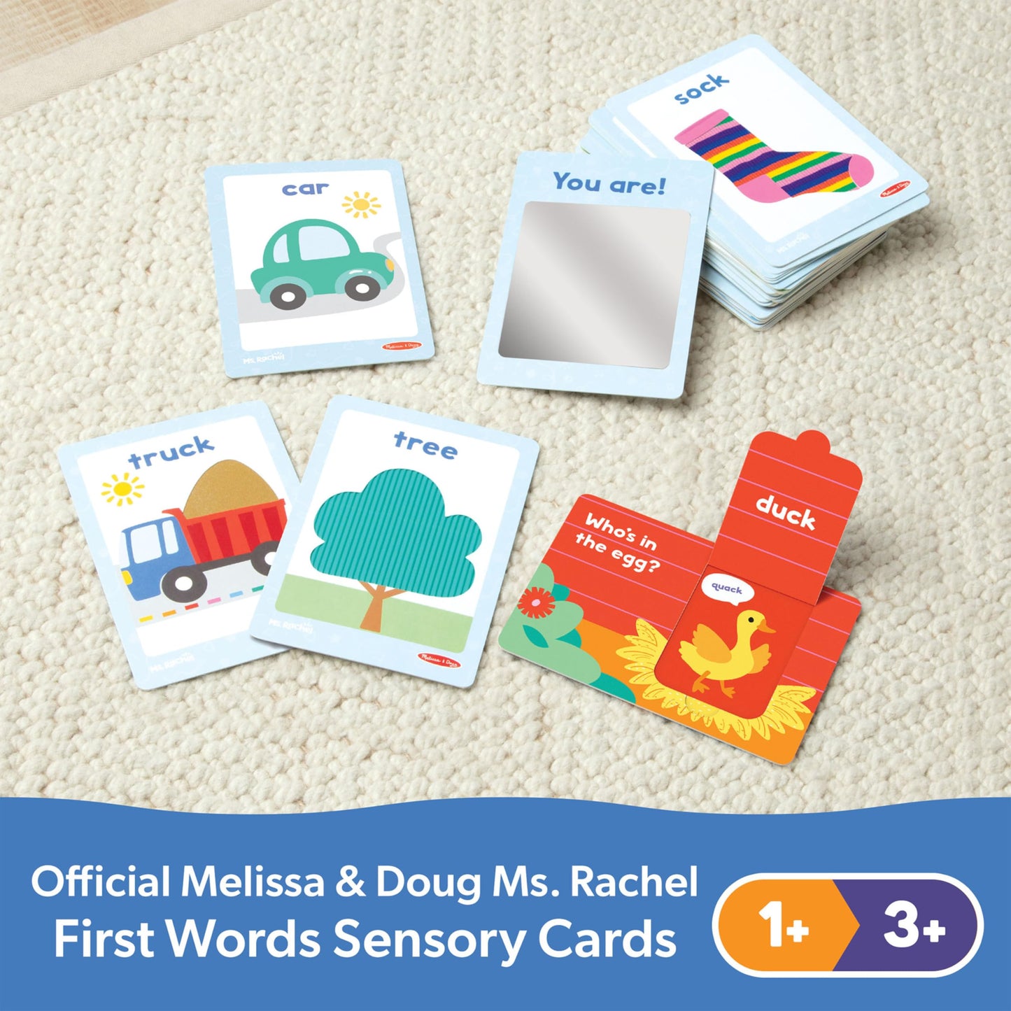 Melissa & Doug Ms. Rachel First Words Textured Sensory Flashcards – 30 Cards, FSC Certified