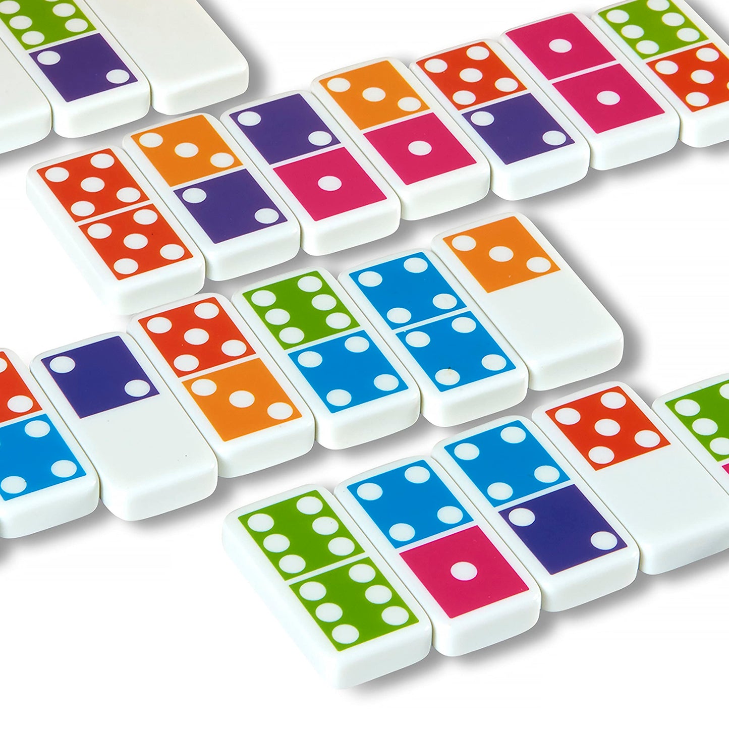 Melissa & Doug Dominoes Tabletop Game – 28 Colorful Tiles in Wooden Storage Box