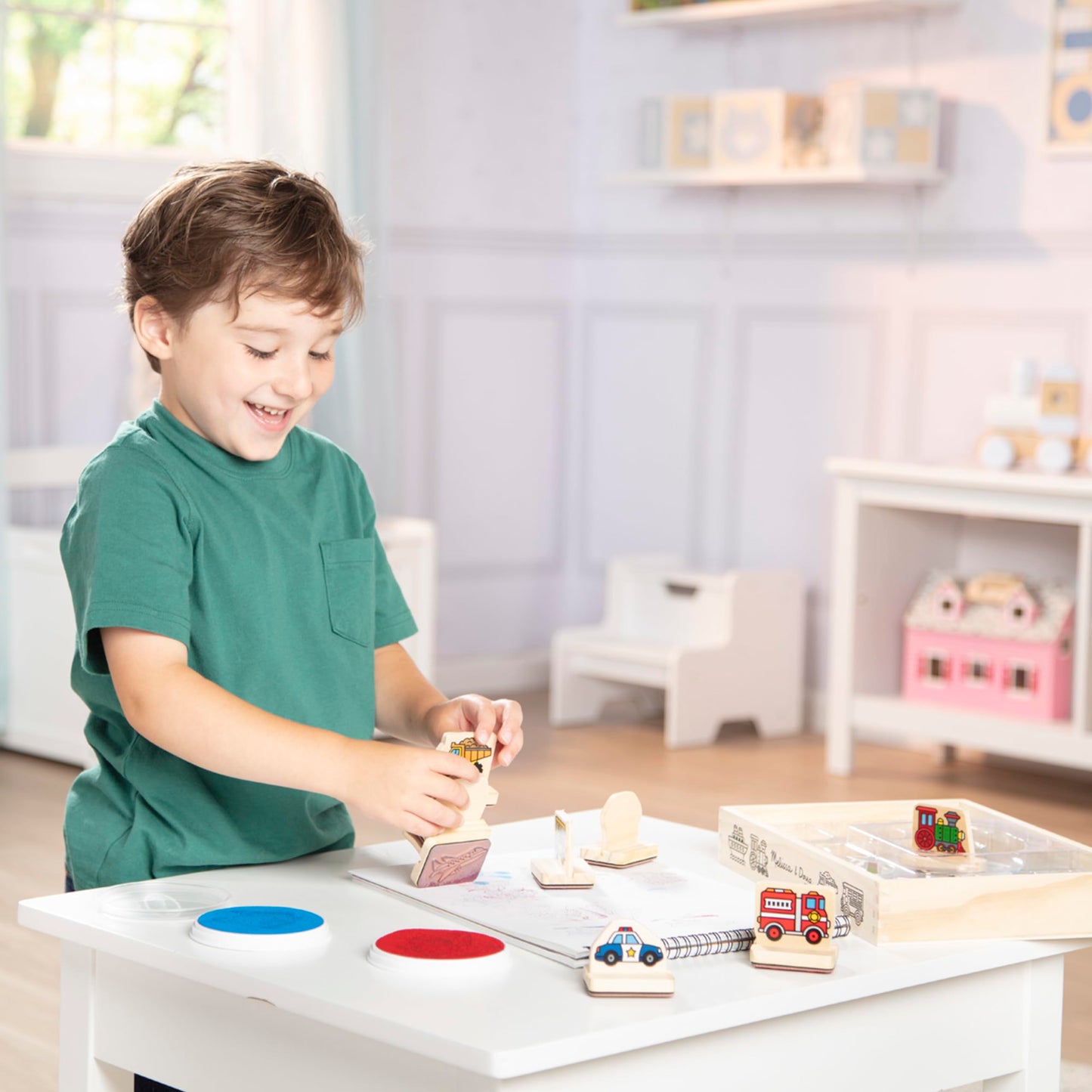 Melissa & Doug My First Wooden Stamp Set: Vehicles with Washable Ink for Kids