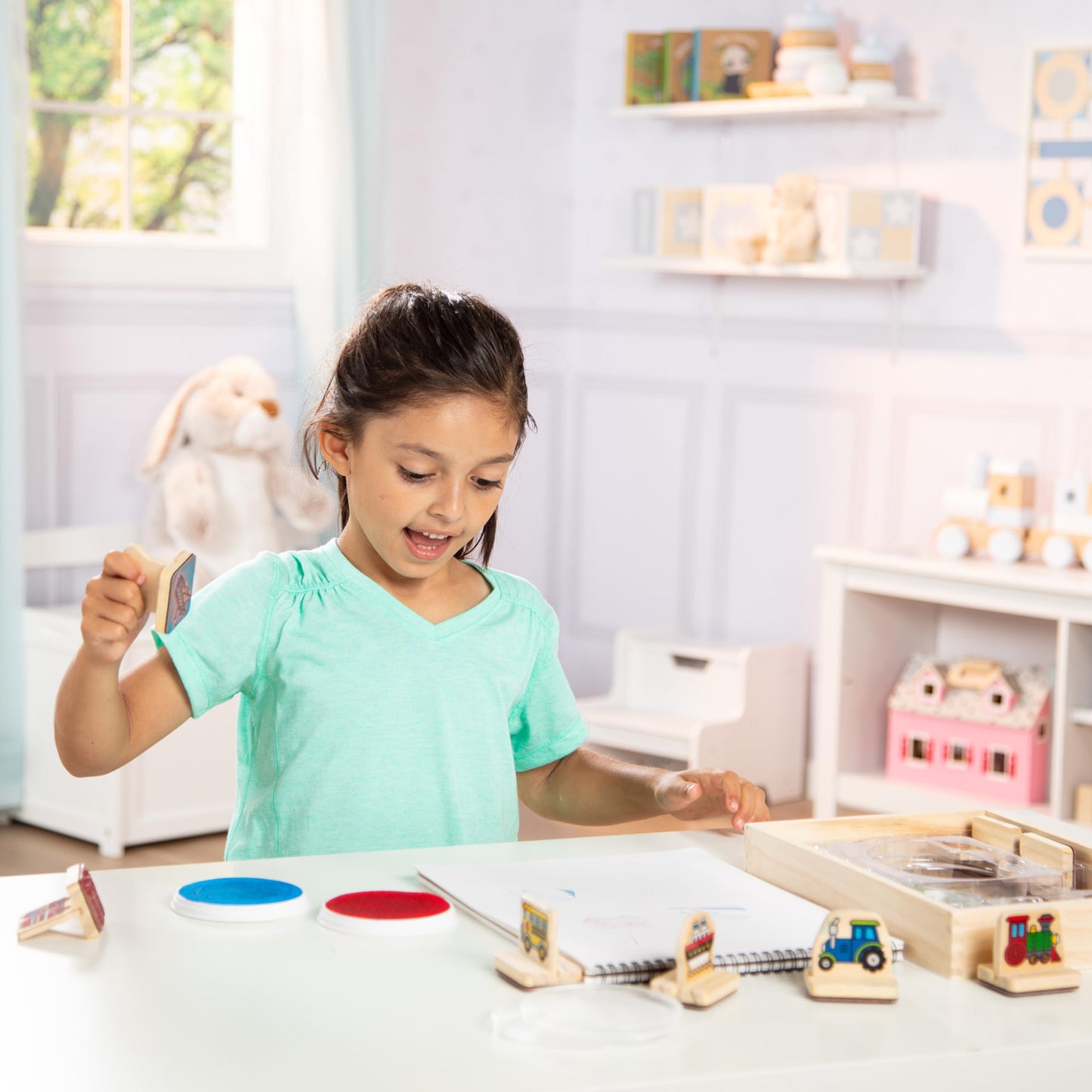 Melissa & Doug My First Wooden Stamp Set: Vehicles with Washable Ink for Kids