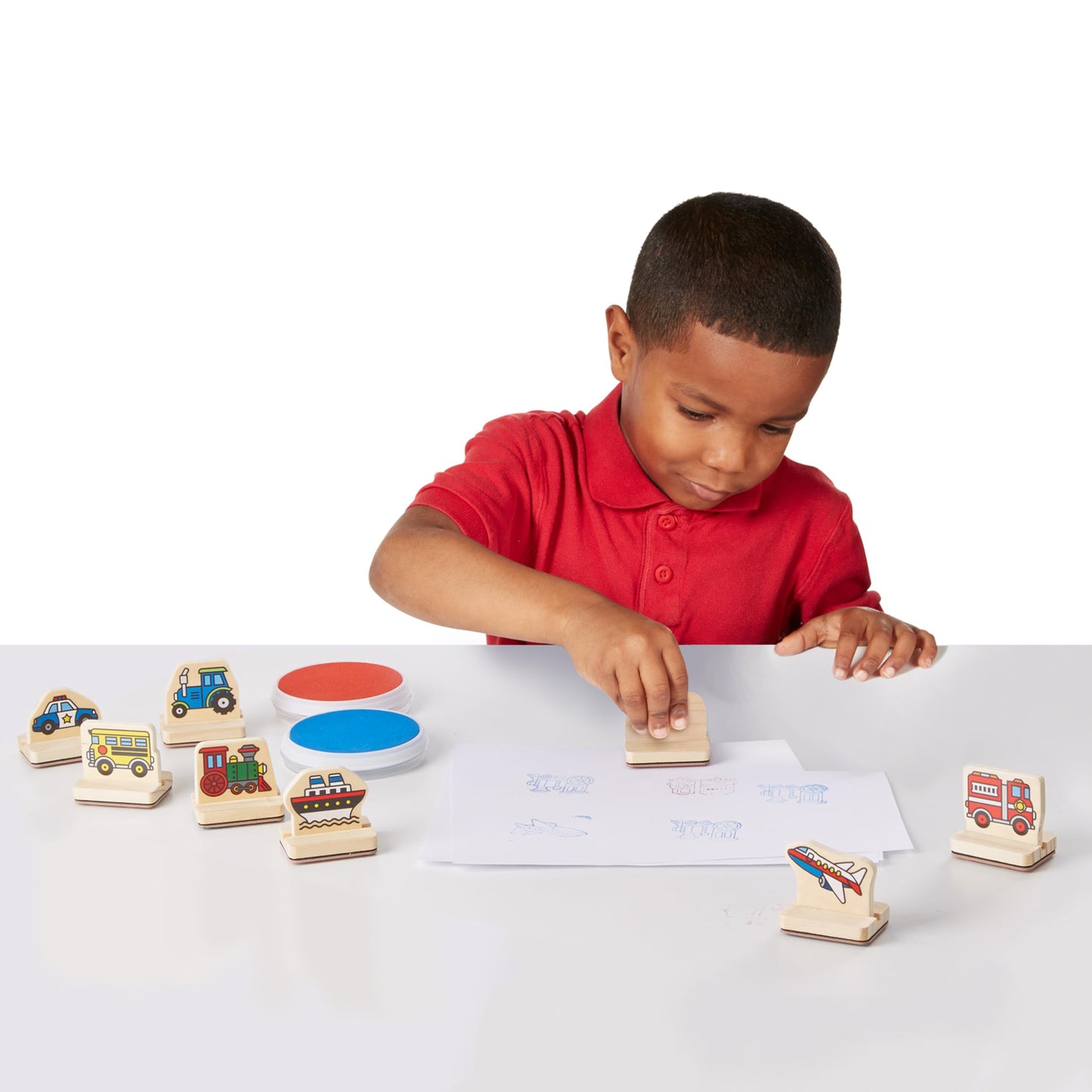 Melissa & Doug My First Wooden Stamp Set: Vehicles with Washable Ink for Kids